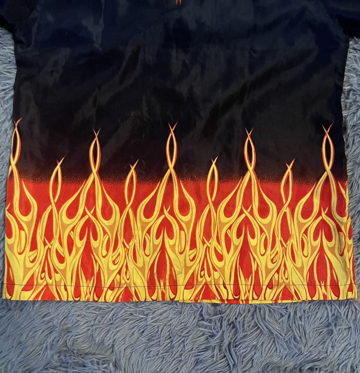 Japanese Brand × Vintage Vintage Y2K flame print crazy avant garde shirt Size US S / EU 44-46 / 1 - 10 Thumbnail