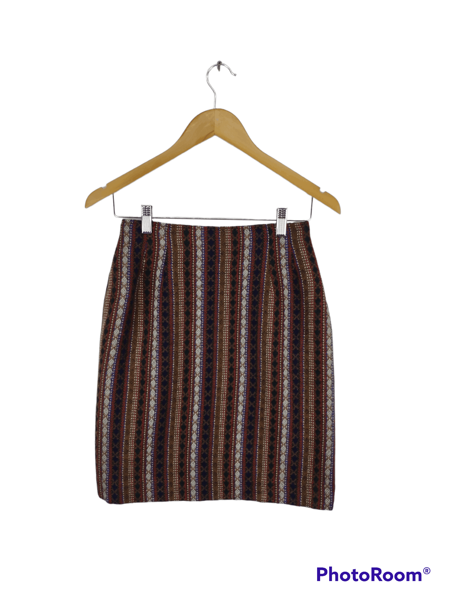 Japanese Brand Vintage Wool Mini Skirt Native Style Size 24" / US 00 / IT 34 - 1 Thumbnail