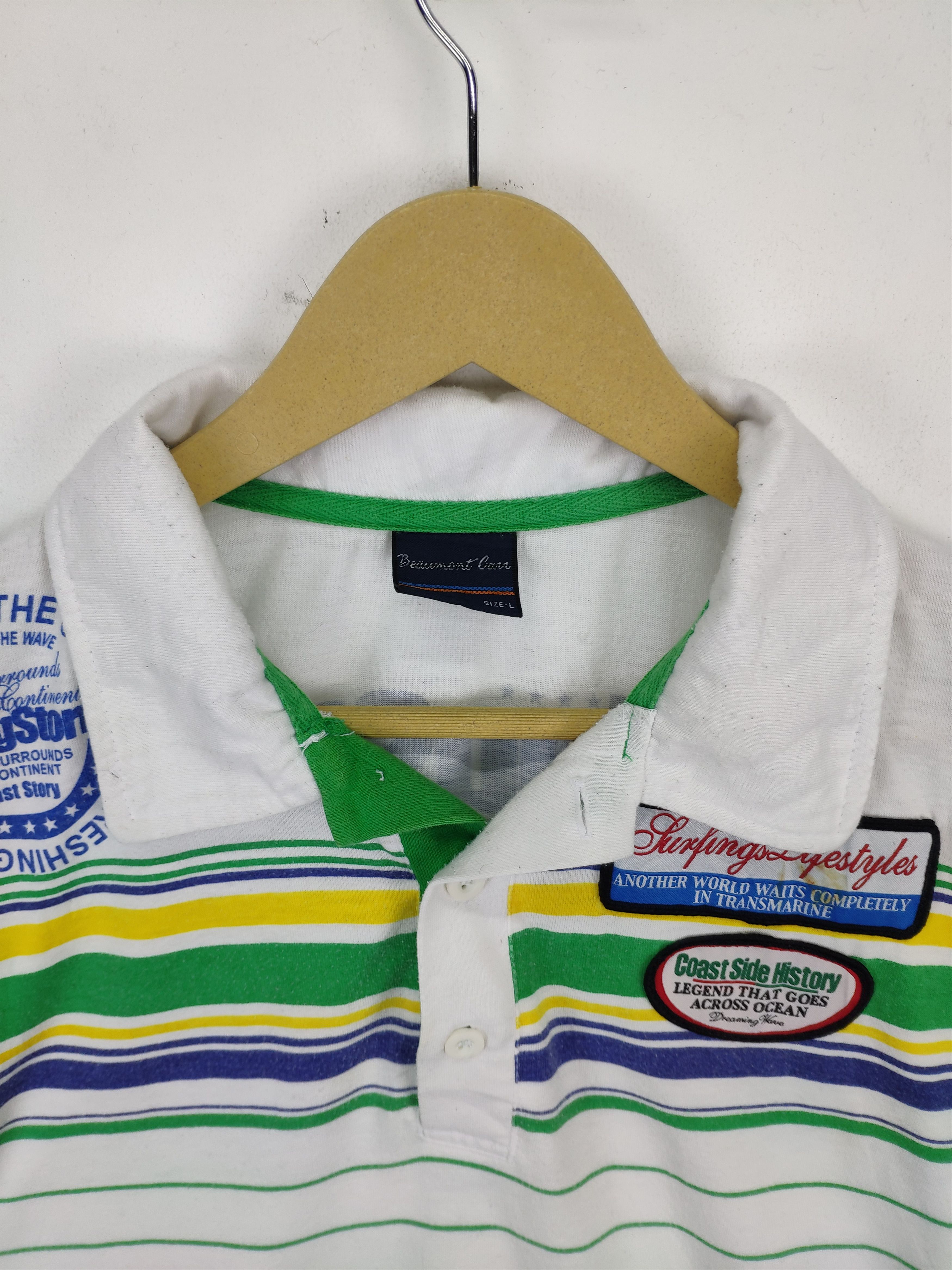 Japanese Brand × Vintage Vintage Riding Storm Striped Collared Shirt Surfing Size US M / EU 48-50 / 2 - 9 Thumbnail