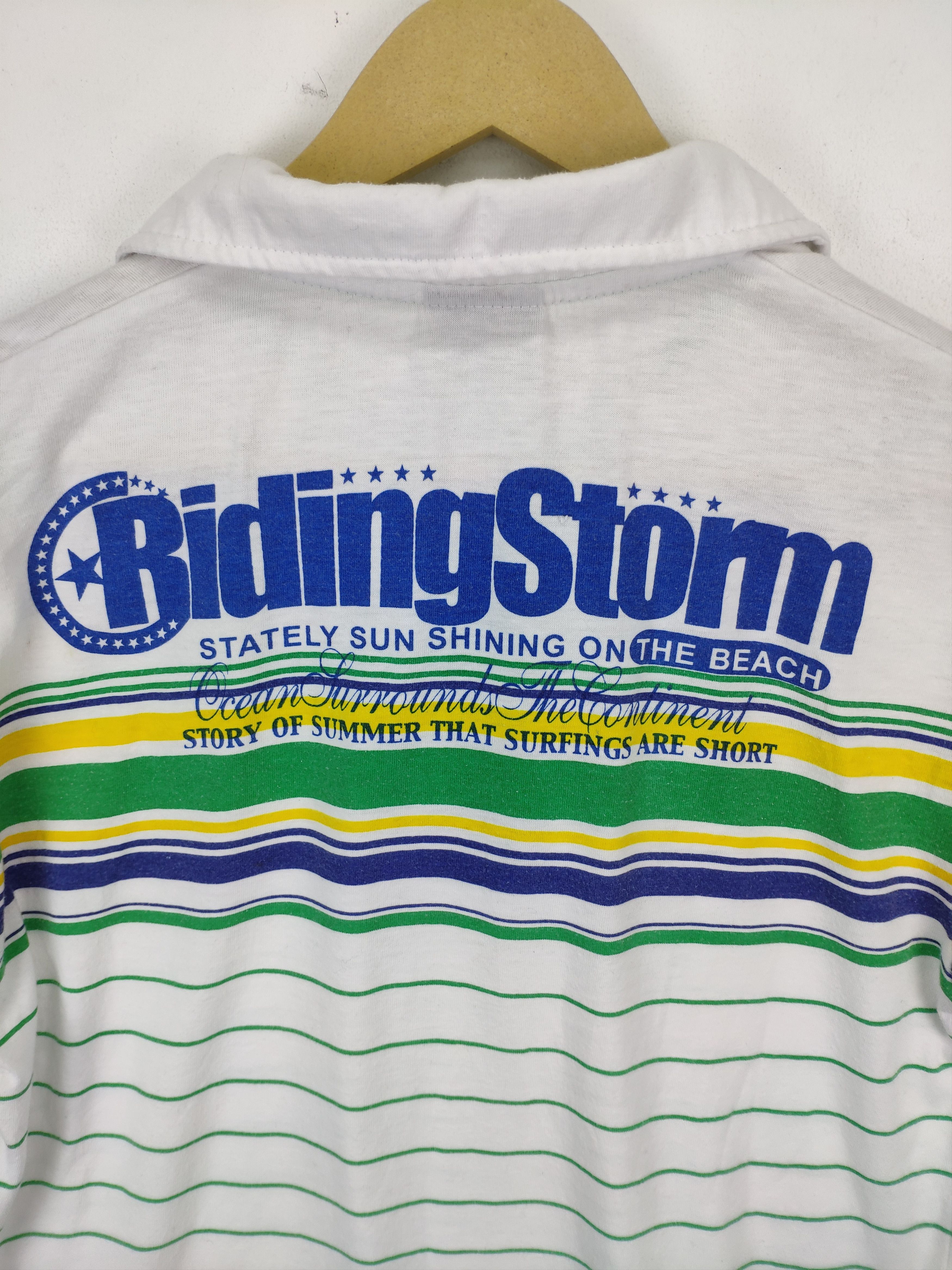 Japanese Brand × Vintage Vintage Riding Storm Striped Collared Shirt Surfing Size US M / EU 48-50 / 2 - 14 Thumbnail