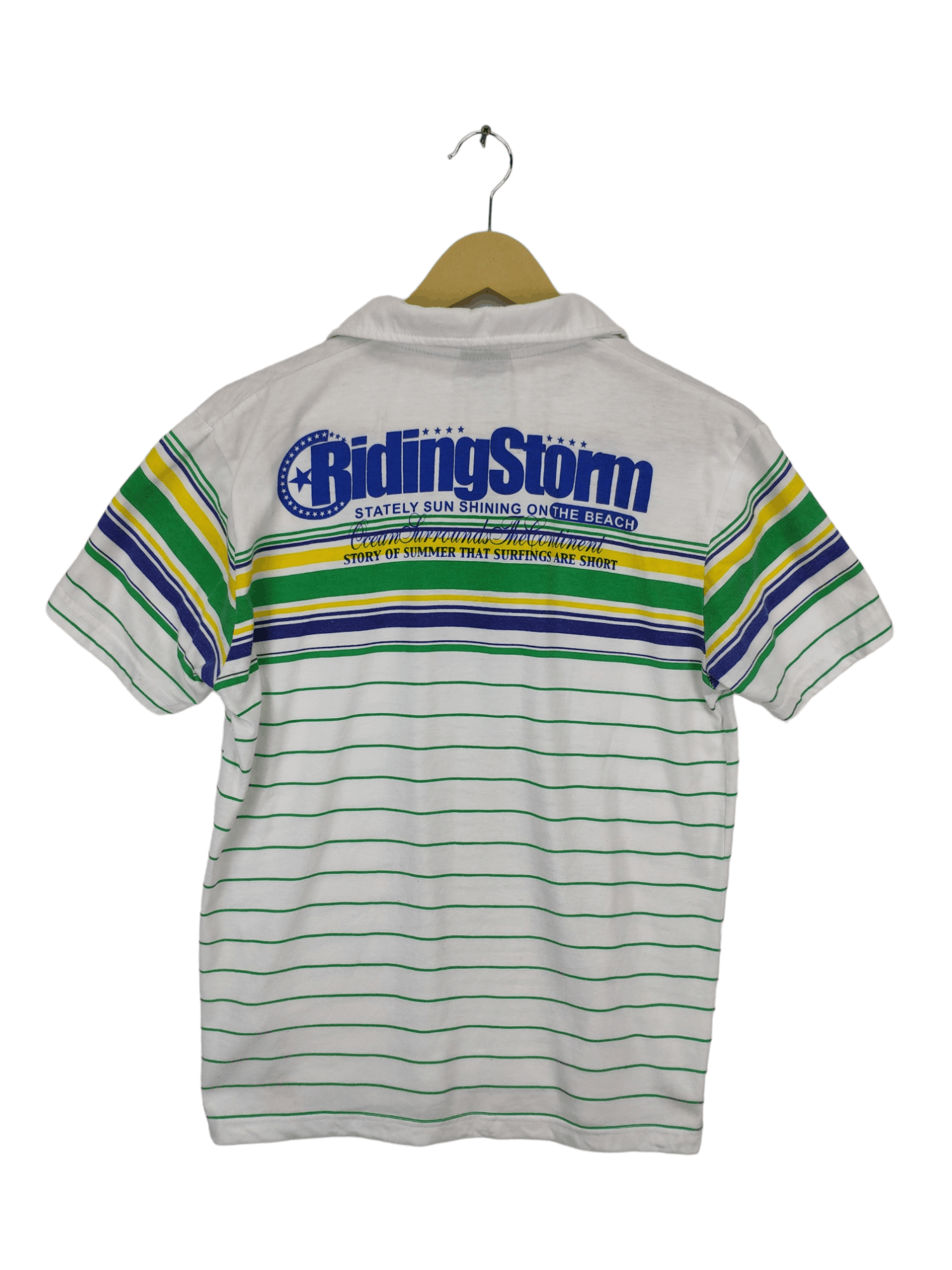 Japanese Brand × Vintage Vintage Riding Storm Striped Collared Shirt Surfing Size US M / EU 48-50 / 2 - 2 Thumbnail
