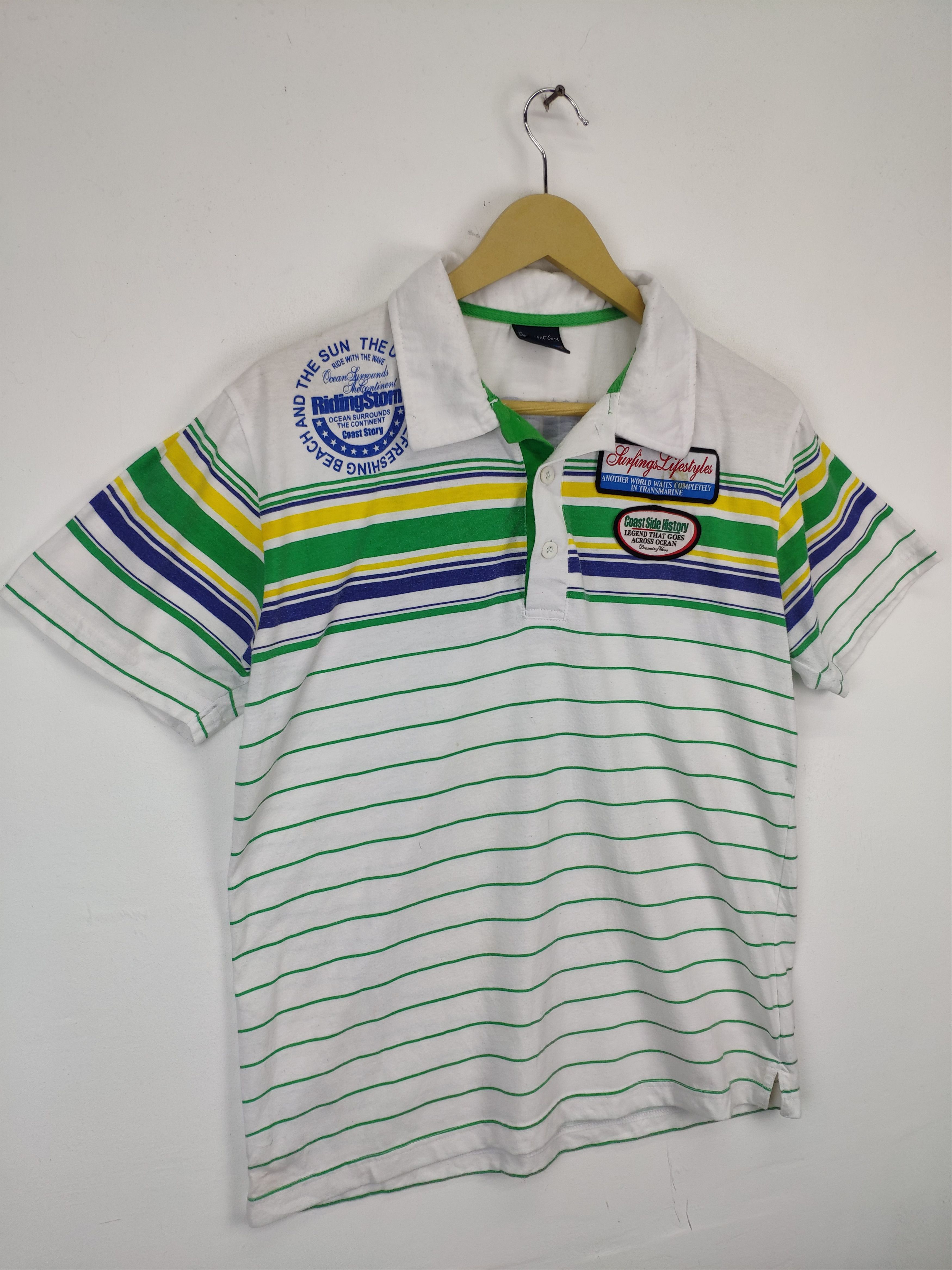 Japanese Brand × Vintage Vintage Riding Storm Striped Collared Shirt Surfing Size US M / EU 48-50 / 2 - 6 Thumbnail