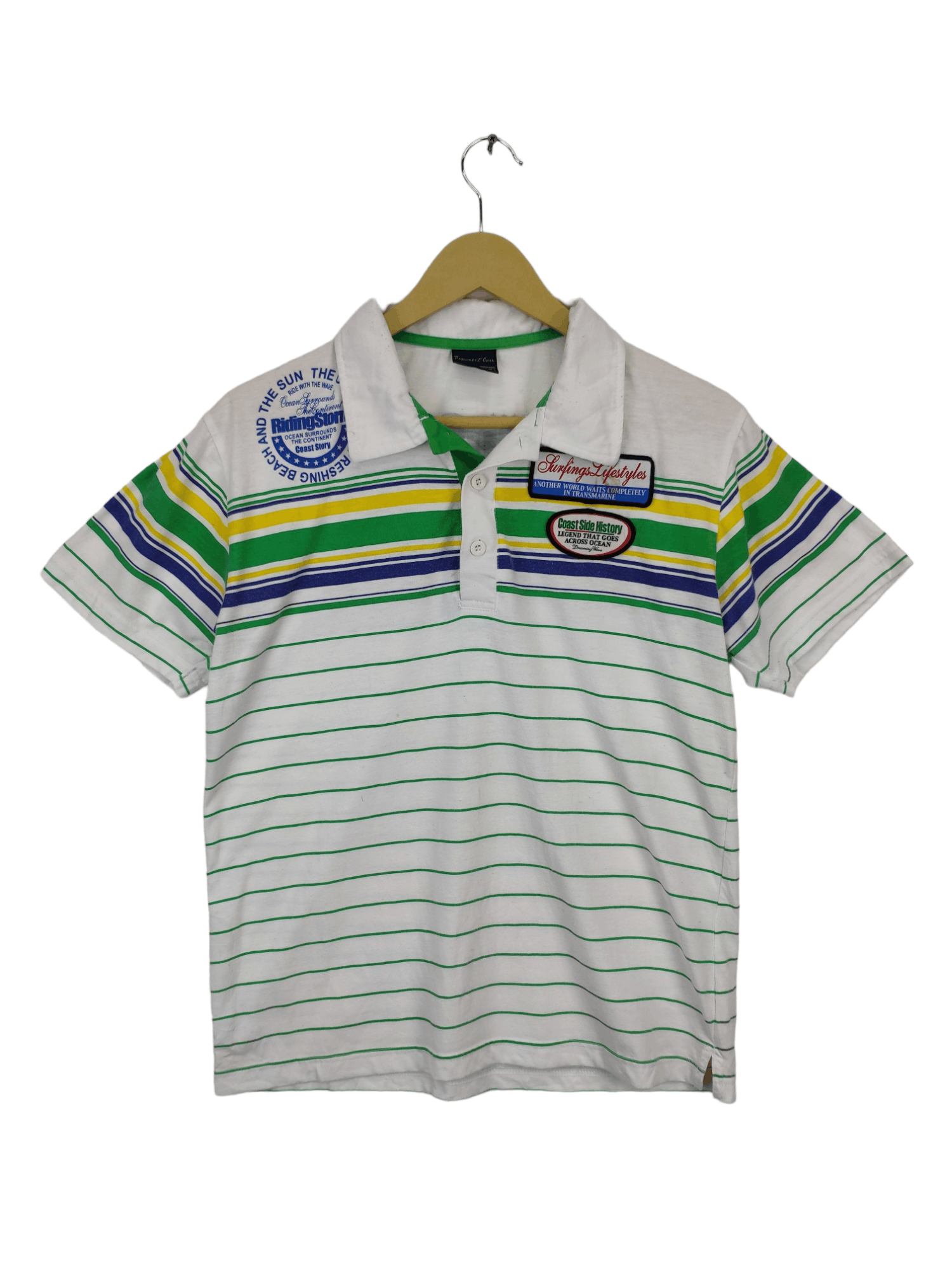 Japanese Brand × Vintage Vintage Riding Storm Striped Collared Shirt Surfing Size US M / EU 48-50 / 2 - 1 Thumbnail
