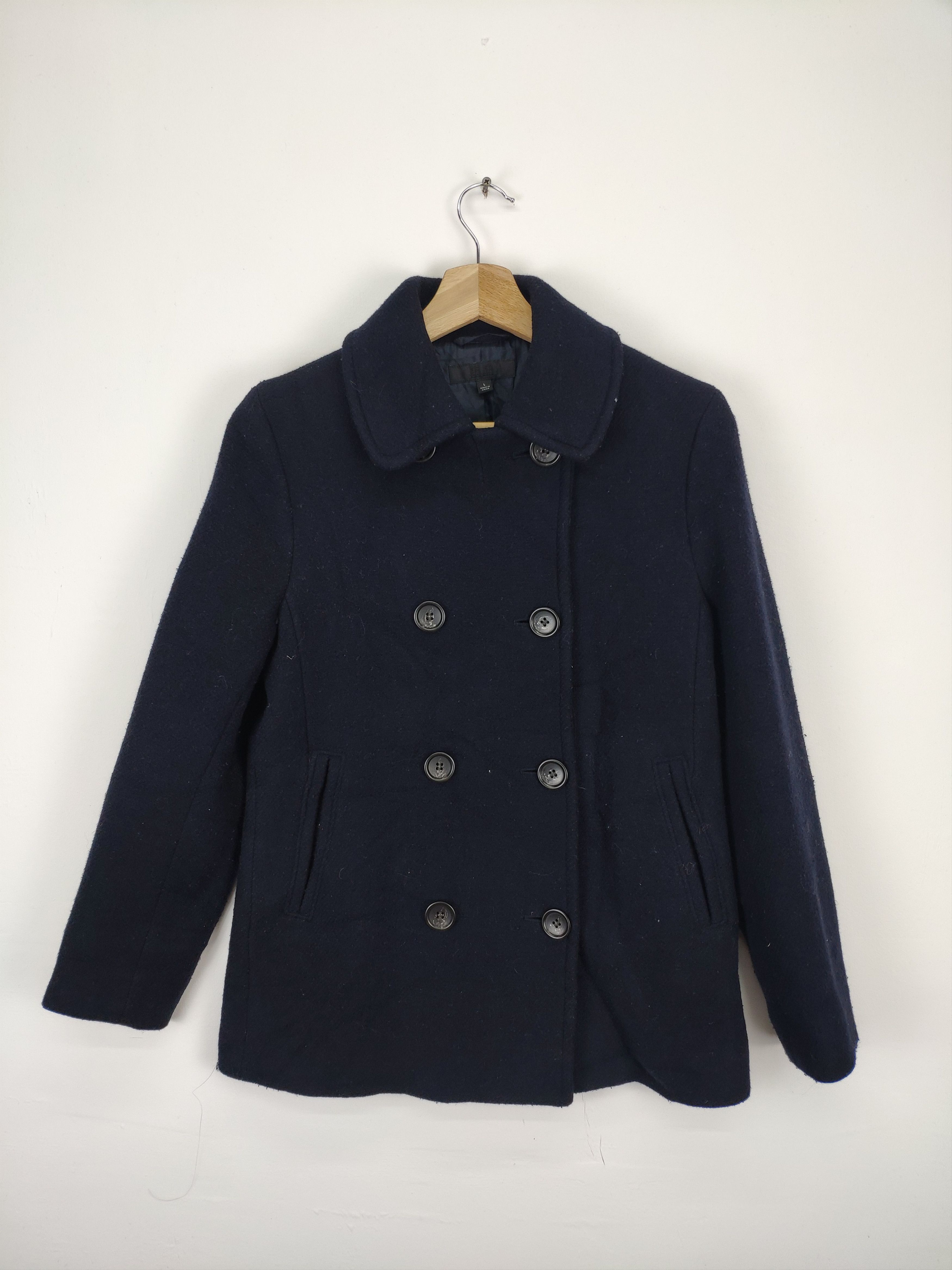 Japanese Brand × Uniqlo 🇯🇵 Uniqlo Wool Jacket Double Breasted Peacoat Size S / US 4 / IT 40 - 1 Thumbnail