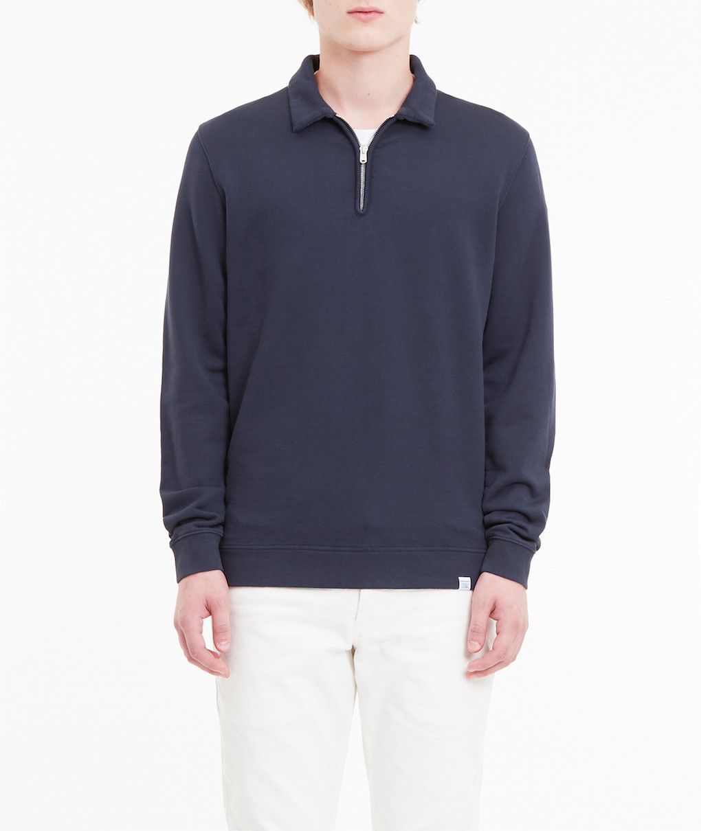 Norse Projects Half Zip Magne Sweater - Dark Navy Size US M / EU 48-50 / 2 - 1 Thumbnail
