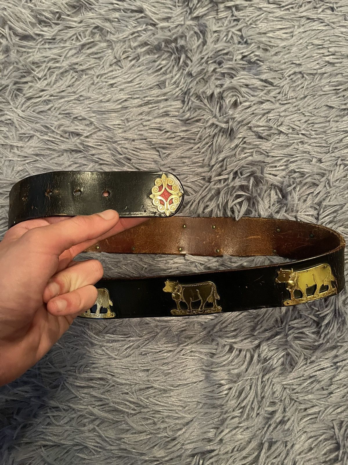 Etro × Vintage Etro 80s vintage iconic cows logo belt 101cm Size 32 - 2 Thumbnail