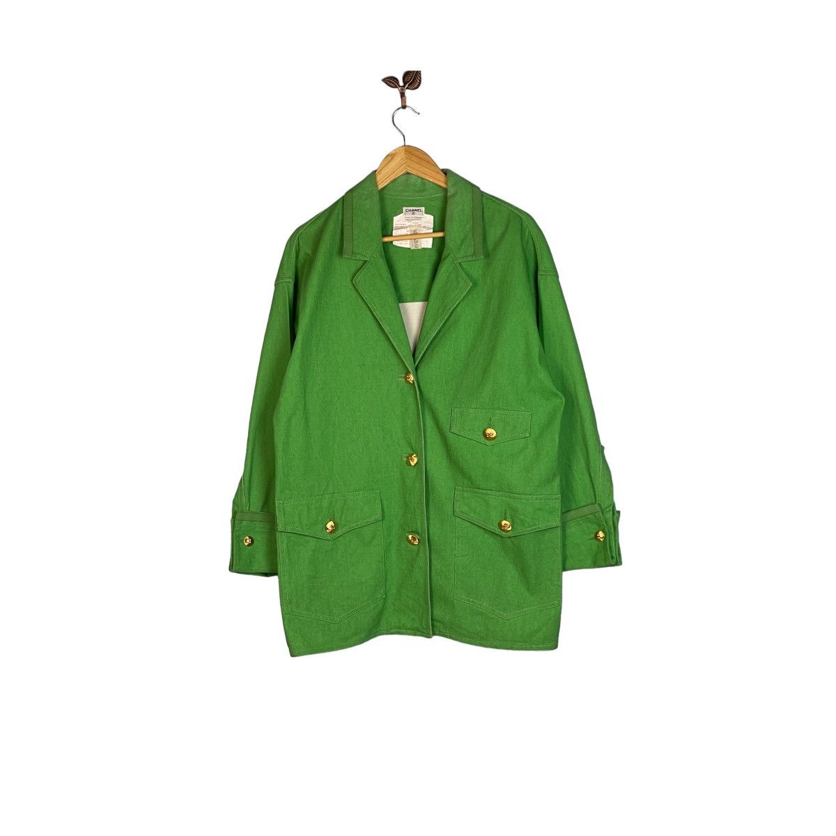 Chanel 🔥LAST PRICE🔥 Chanel Vert Green CC Buttons Coat Size M / US 6-8 / IT 42-44 - 1 Thumbnail