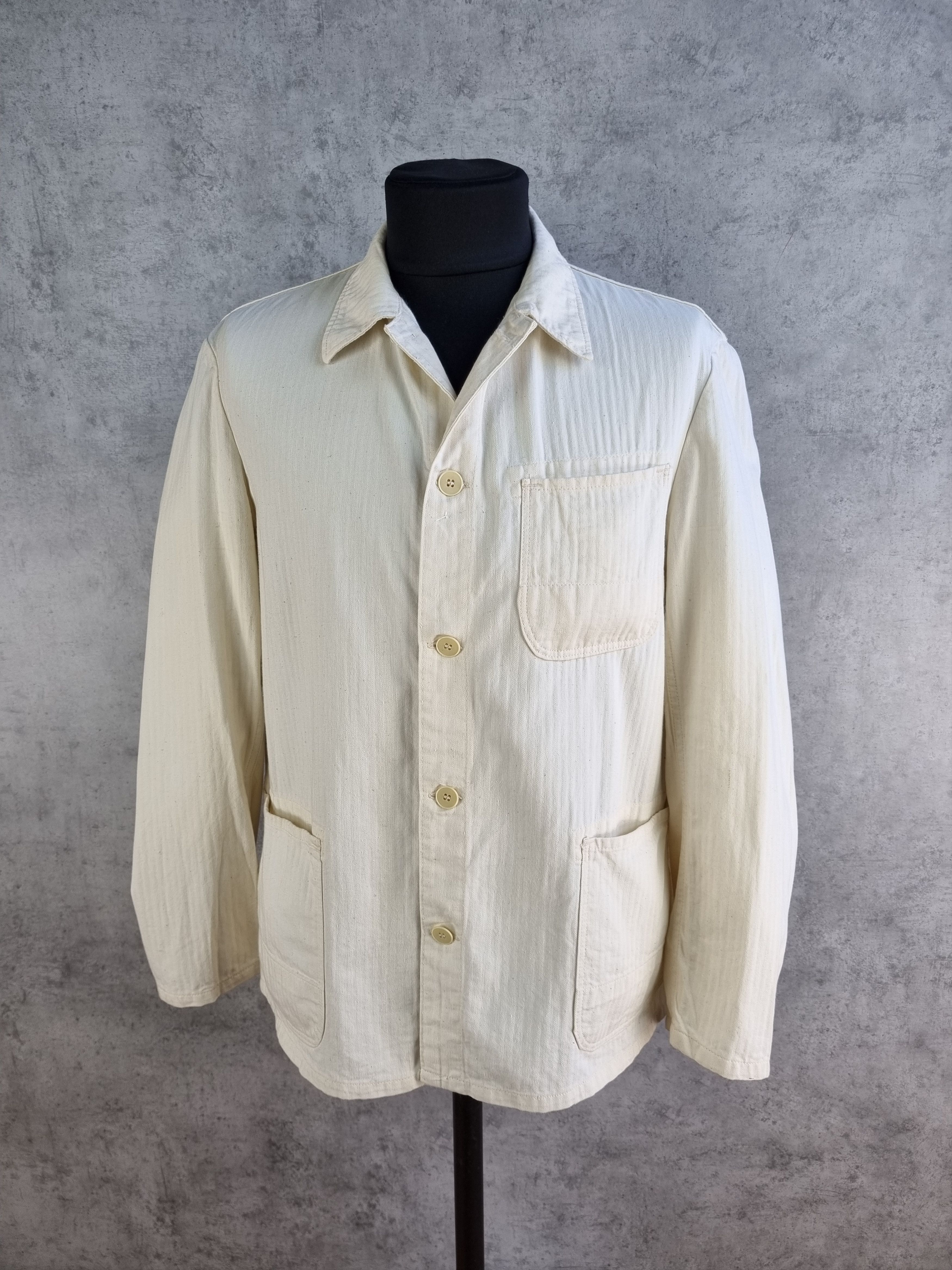 Le Laboureur × Vetra 60s Off White Vintage Worker Moleskine Chore Jacket Size US L / EU 52-54 / 3 - 5 Thumbnail