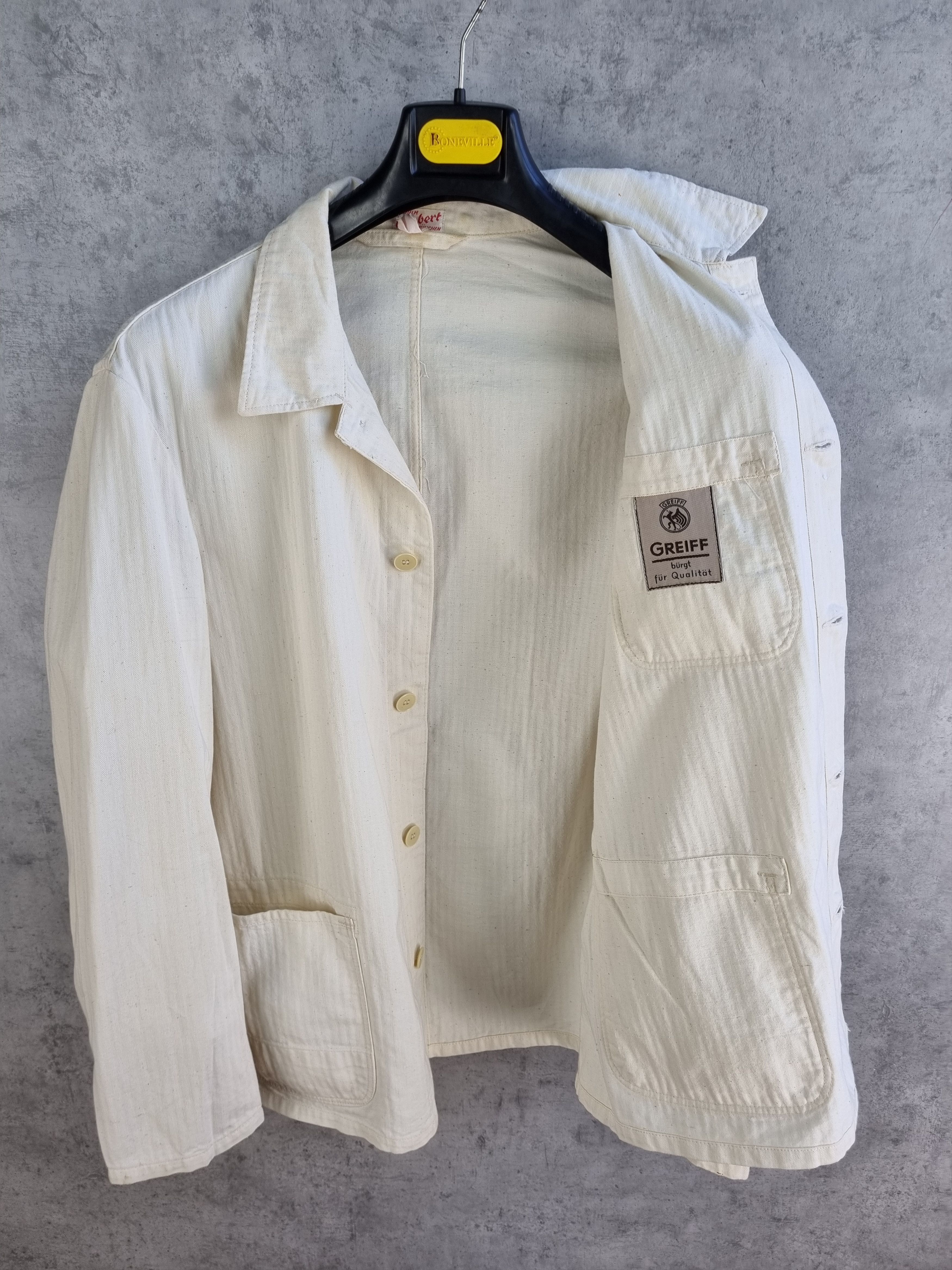 Le Laboureur × Vetra 60s Off White Vintage Worker Moleskine Chore Jacket Size US L / EU 52-54 / 3 - 7 Thumbnail