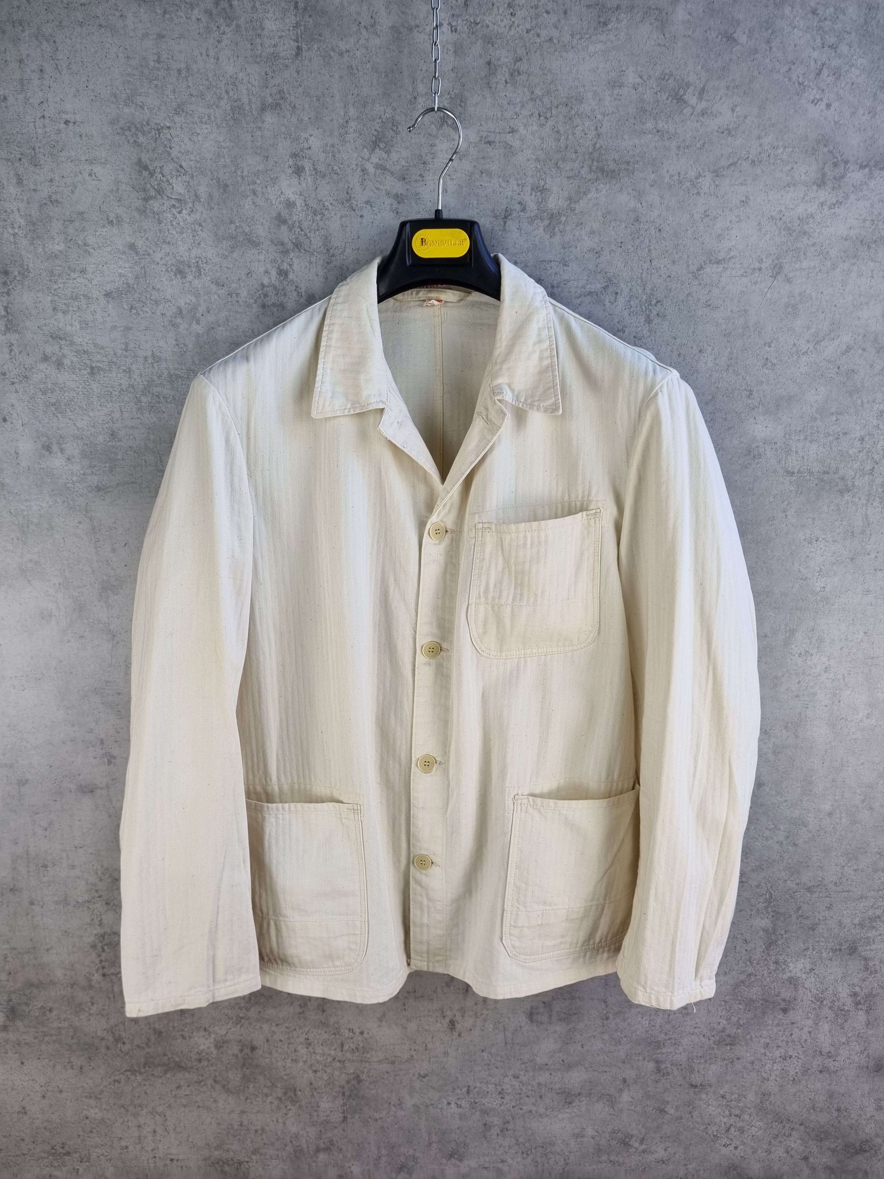 Le Laboureur × Vetra 60s Off White Vintage Worker Moleskine Chore Jacket Size US L / EU 52-54 / 3 - 3 Thumbnail