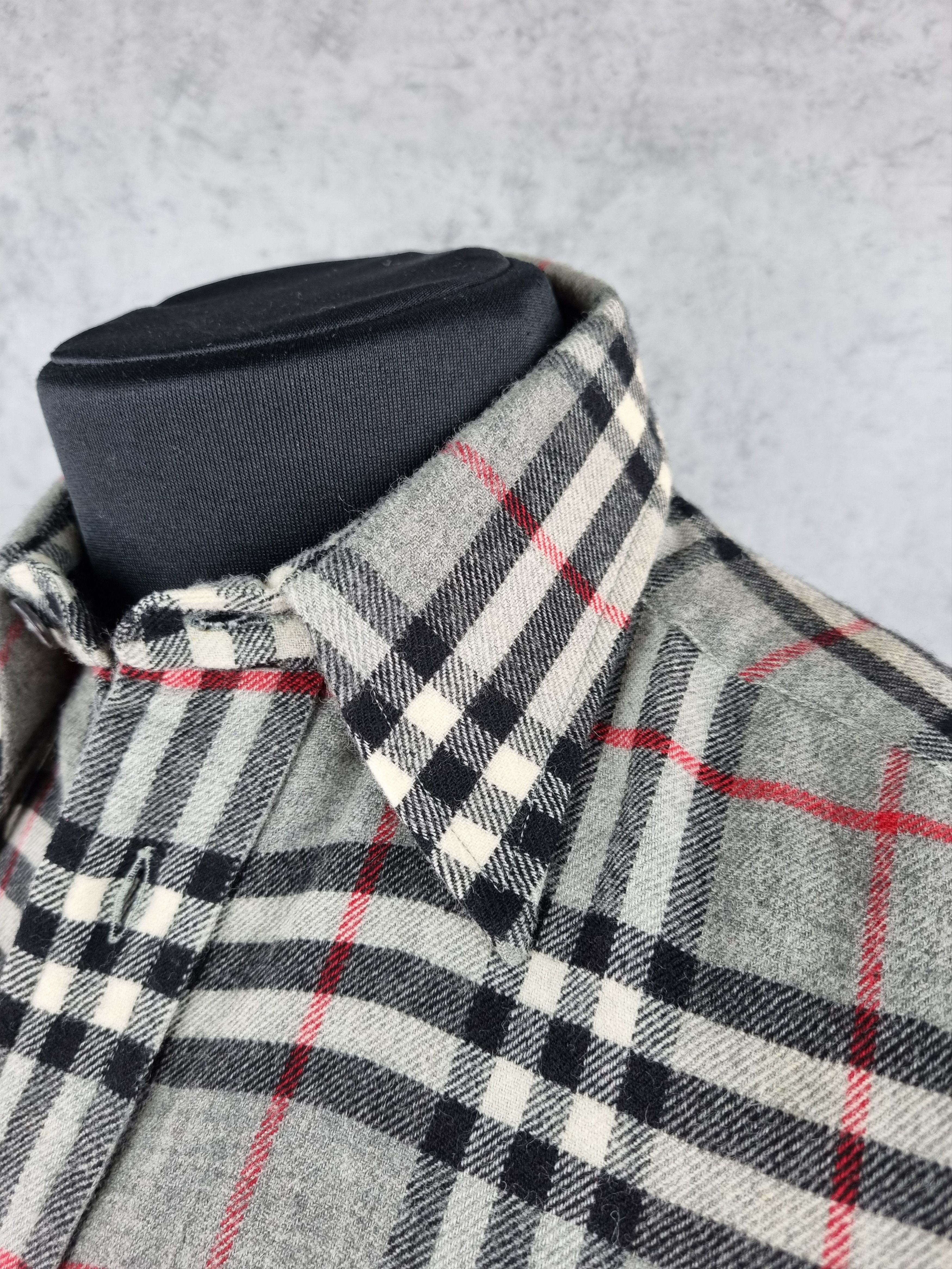 Burberry × Burberry Prorsum × Vintage 80s Flannel Burberrys Wool Shirt Made in England Size US S / EU 44-46 / 1 - 13 Thumbnail