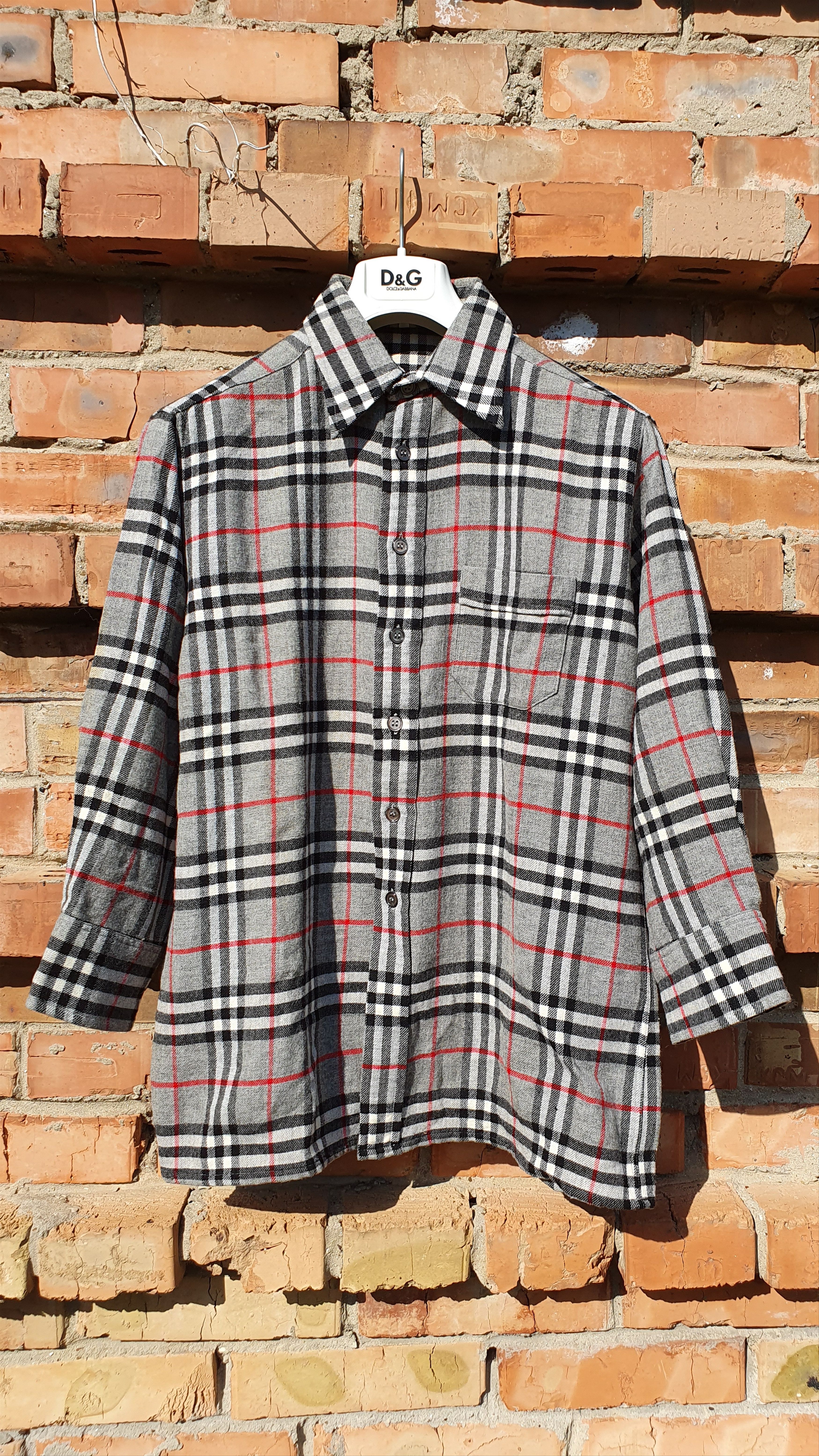 Burberry × Burberry Prorsum × Vintage 80s Flannel Burberrys Wool Shirt Made in England Size US S / EU 44-46 / 1 - 5 Thumbnail