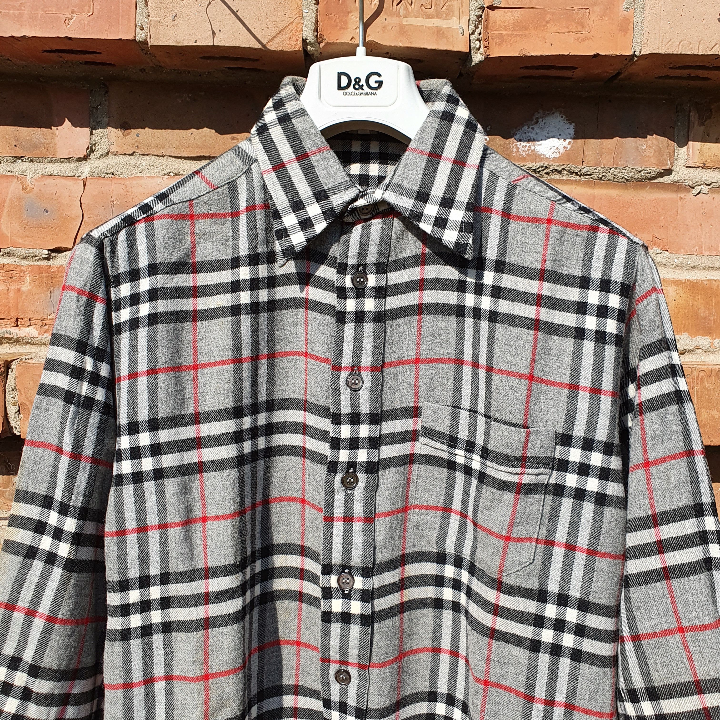 Burberry × Burberry Prorsum × Vintage 80s Flannel Burberrys Wool Shirt Made in England Size US S / EU 44-46 / 1 - 3 Thumbnail