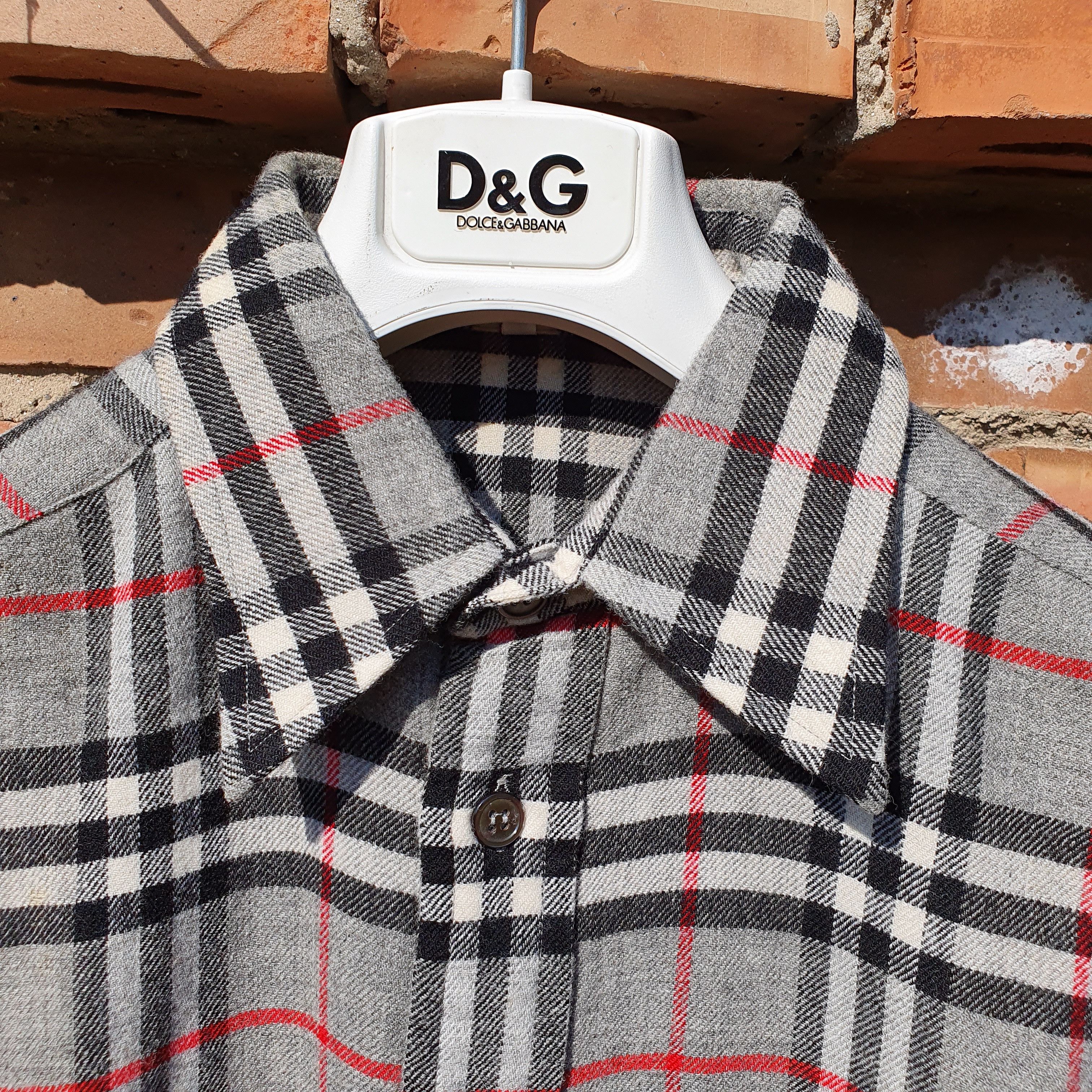 Burberry × Burberry Prorsum × Vintage 80s Flannel Burberrys Wool Shirt Made in England Size US S / EU 44-46 / 1 - 6 Thumbnail
