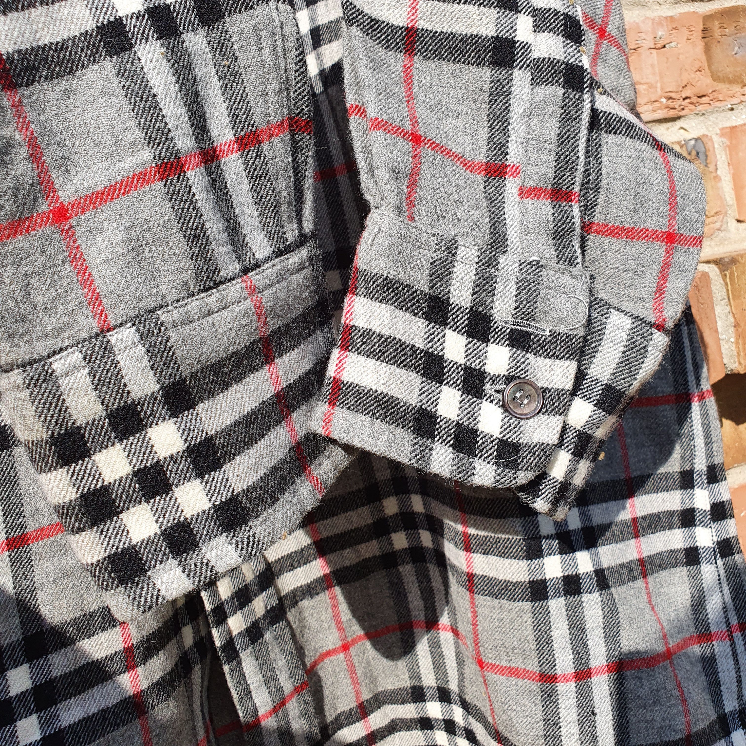 Burberry × Burberry Prorsum × Vintage 80s Flannel Burberrys Wool Shirt Made in England Size US S / EU 44-46 / 1 - 8 Thumbnail
