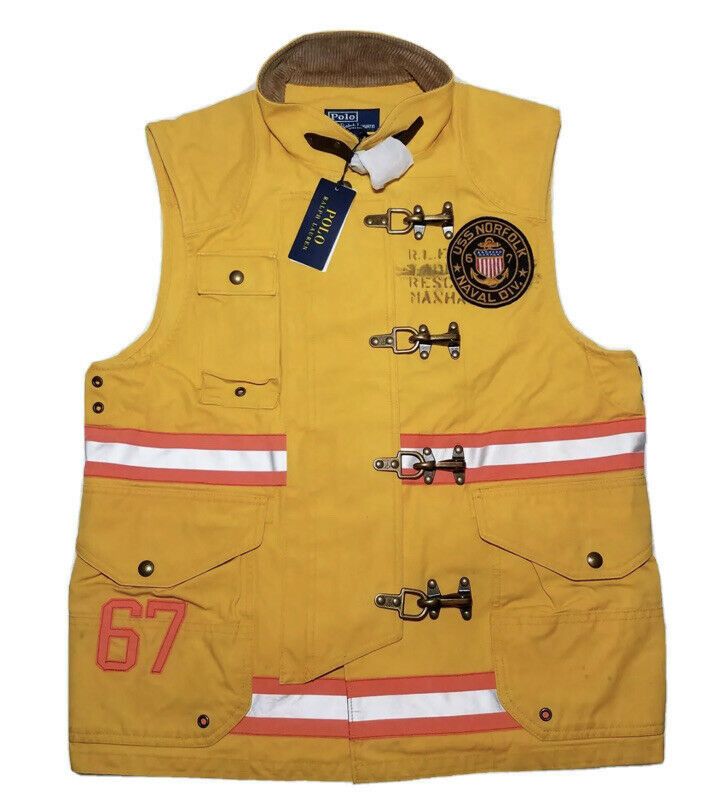image of Polo Ralph Laurent Yellow Manhattan Fireman Vest Xl, Men's