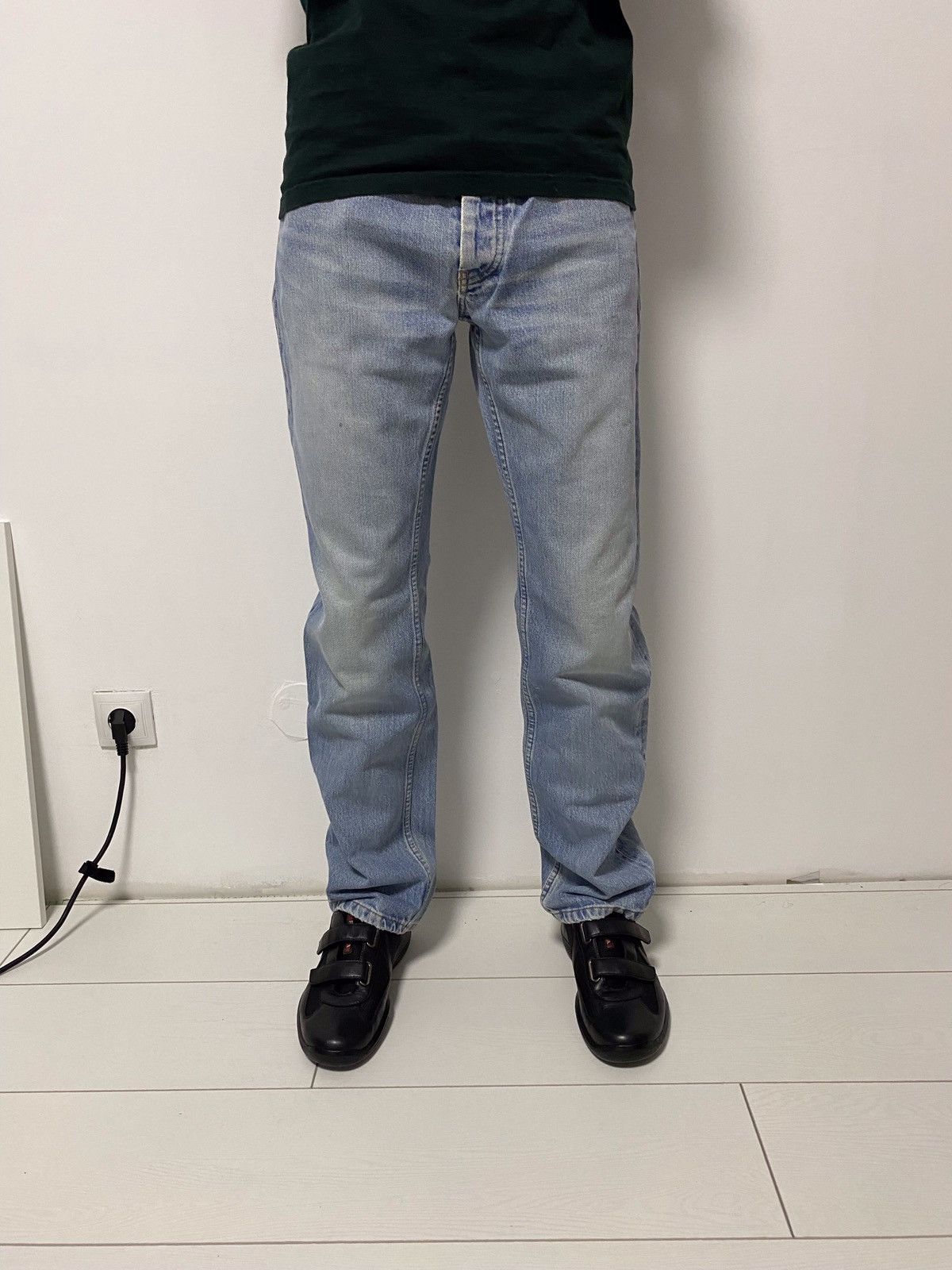 image of Archival Clothing x Distressed Denim Helmut Lang 1998 Vintage Denim in Washed Blue (Size 31)