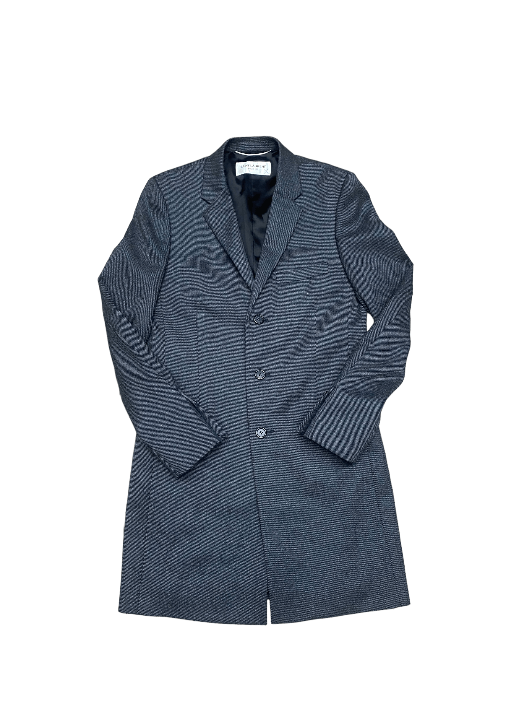 image of Saint Laurent Paris Fw 2017 Grey Wool Chesterfield Coat, Men's (Size Small)