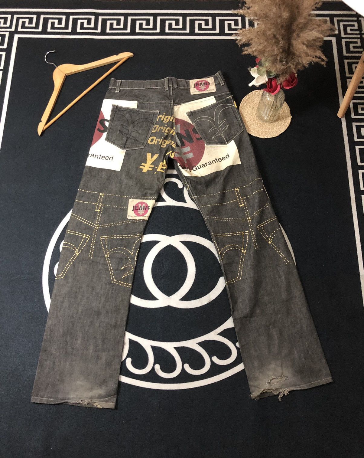 Japanese Brand × Vintage VINTAGE YEN JEANS OVER PRINT BIG LOGO DISTRESED DENIM Size US 32 / EU 48 - 8 Thumbnail