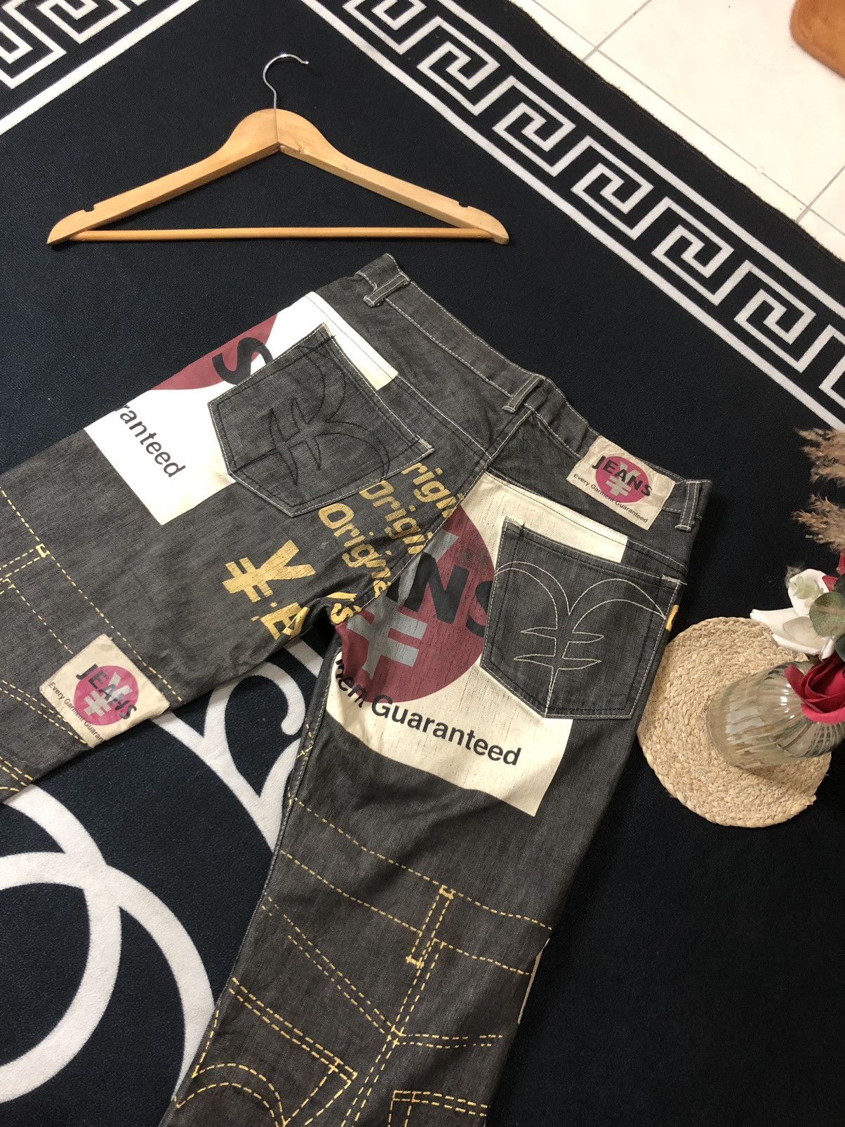 Japanese Brand × Vintage VINTAGE YEN JEANS OVER PRINT BIG LOGO DISTRESED DENIM Size US 32 / EU 48 - 9 Thumbnail
