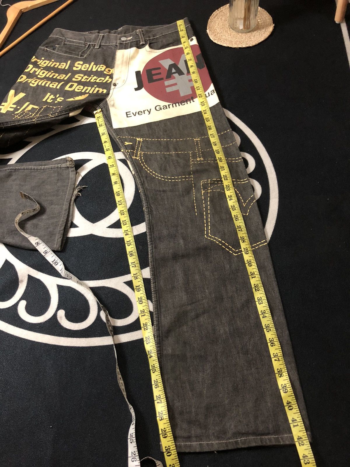Japanese Brand × Vintage VINTAGE YEN JEANS OVER PRINT BIG LOGO DISTRESED DENIM Size US 32 / EU 48 - 18 Thumbnail