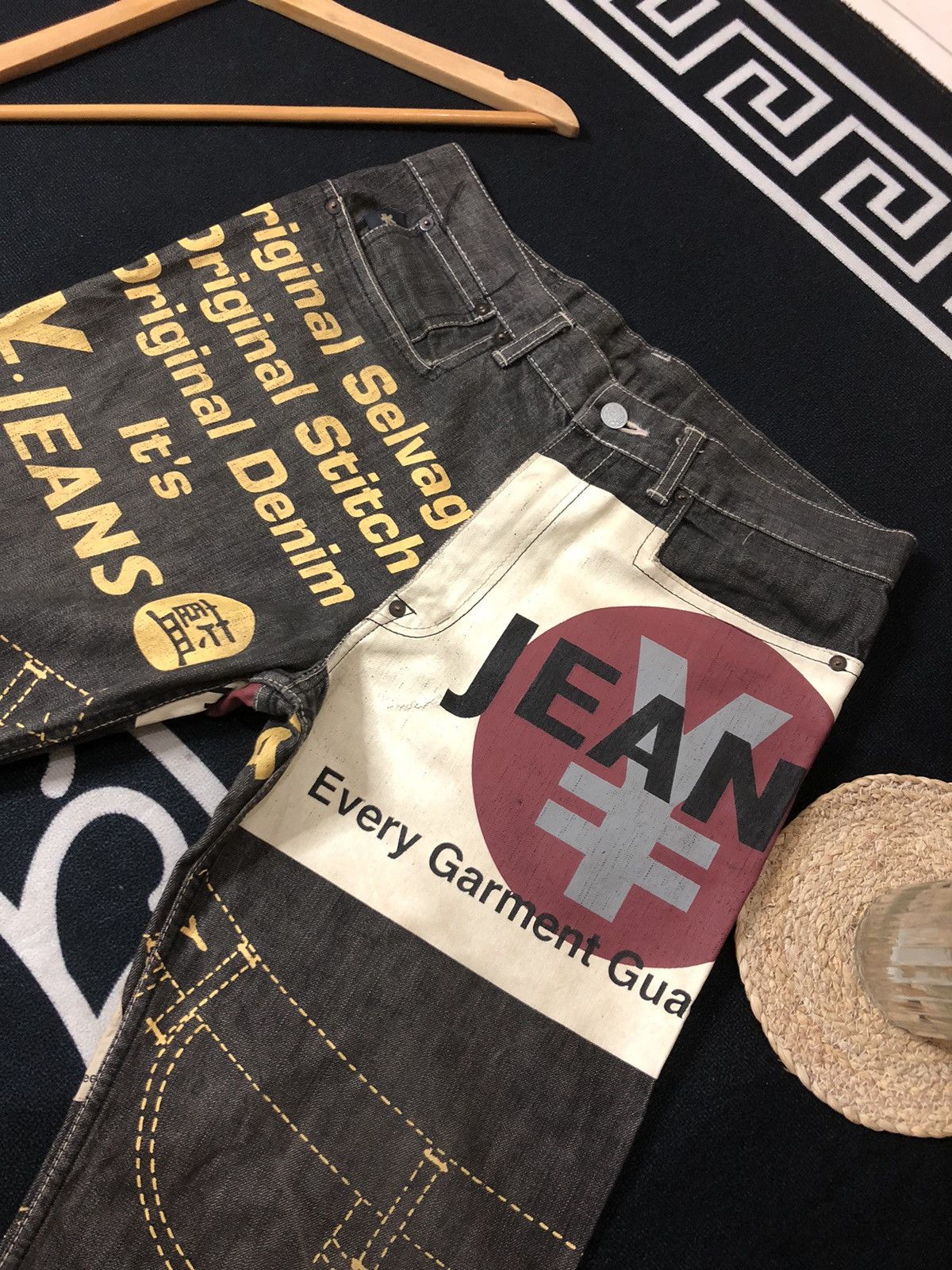 Japanese Brand × Vintage VINTAGE YEN JEANS OVER PRINT BIG LOGO DISTRESED DENIM Size US 32 / EU 48 - 2 Thumbnail