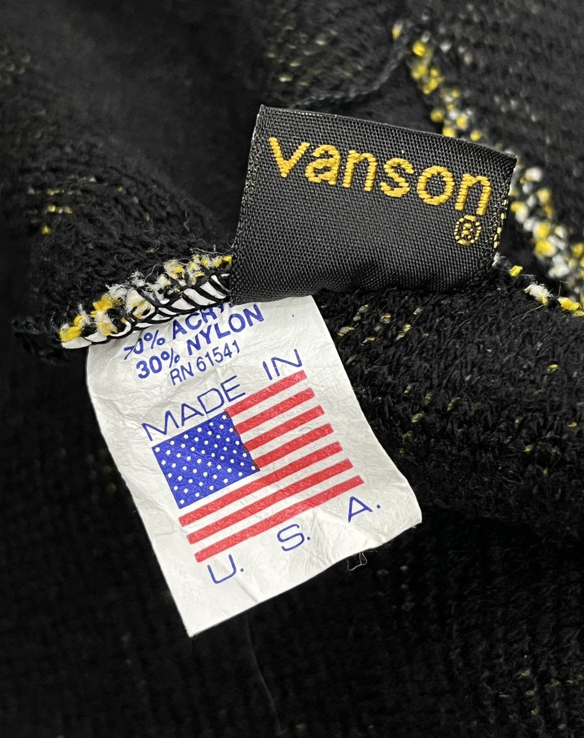 Vanson Leathers × Vintage 🏁🔥Vintage VANSON LEATHER Acrylic~Nylon Beanie Made In USA Size ONE SIZE - 7 Thumbnail