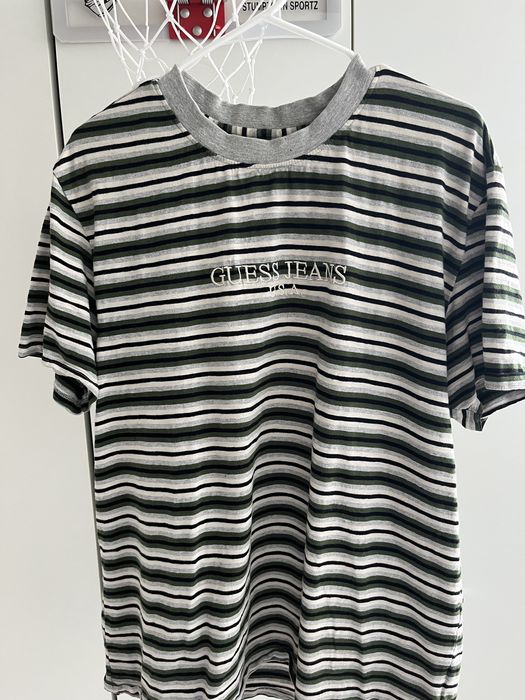 Guess jeans hotsell green striped shirt