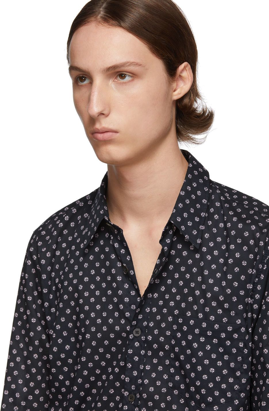 Dries Van Noten Dries Van Noten FW19 Corbin Shirt - Navy Sequin Print Size US M / EU 48-50 / 2 - 13 Thumbnail