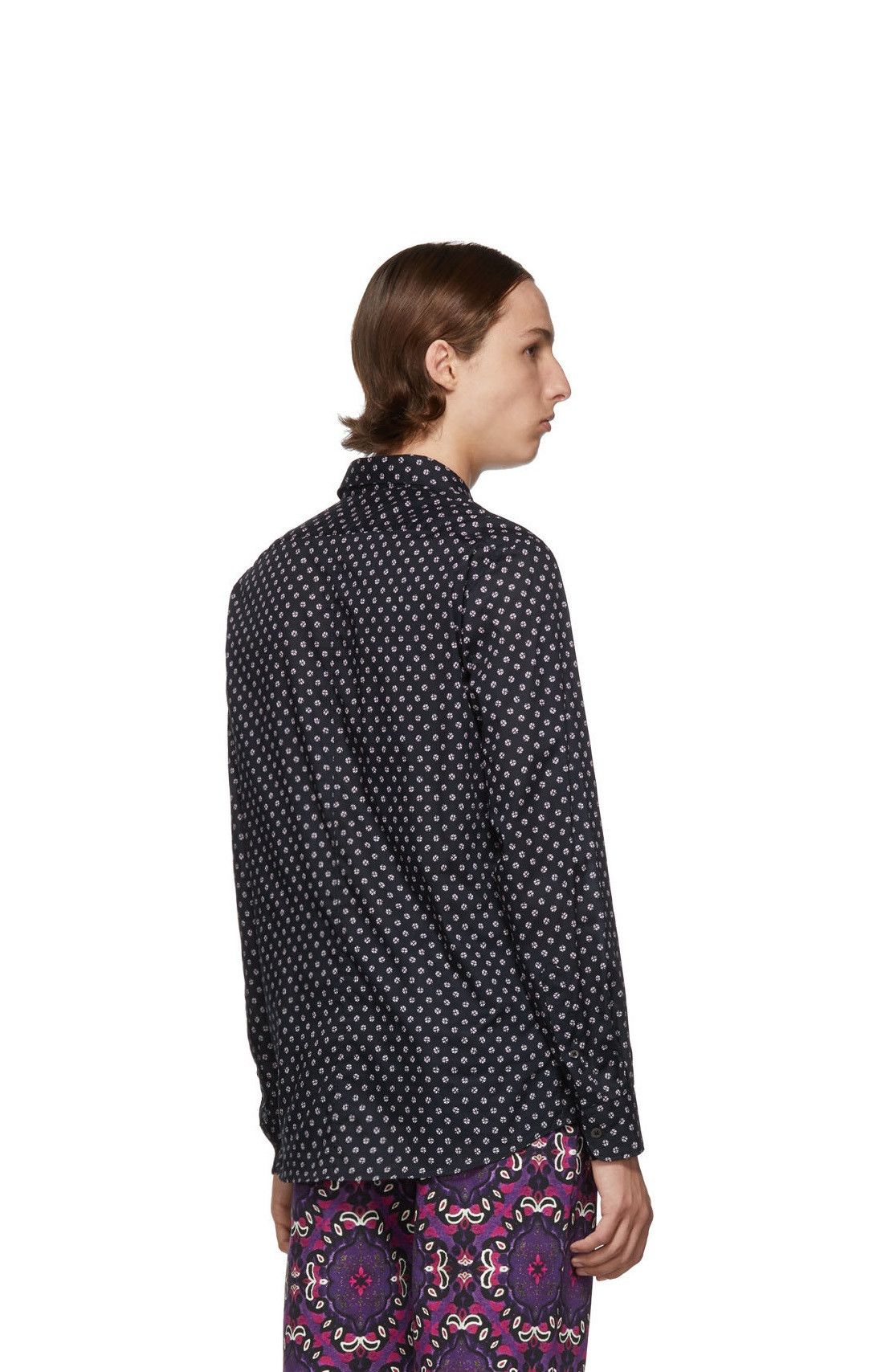 Dries Van Noten Dries Van Noten FW19 Corbin Shirt - Navy Sequin Print Size US M / EU 48-50 / 2 - 12 Thumbnail