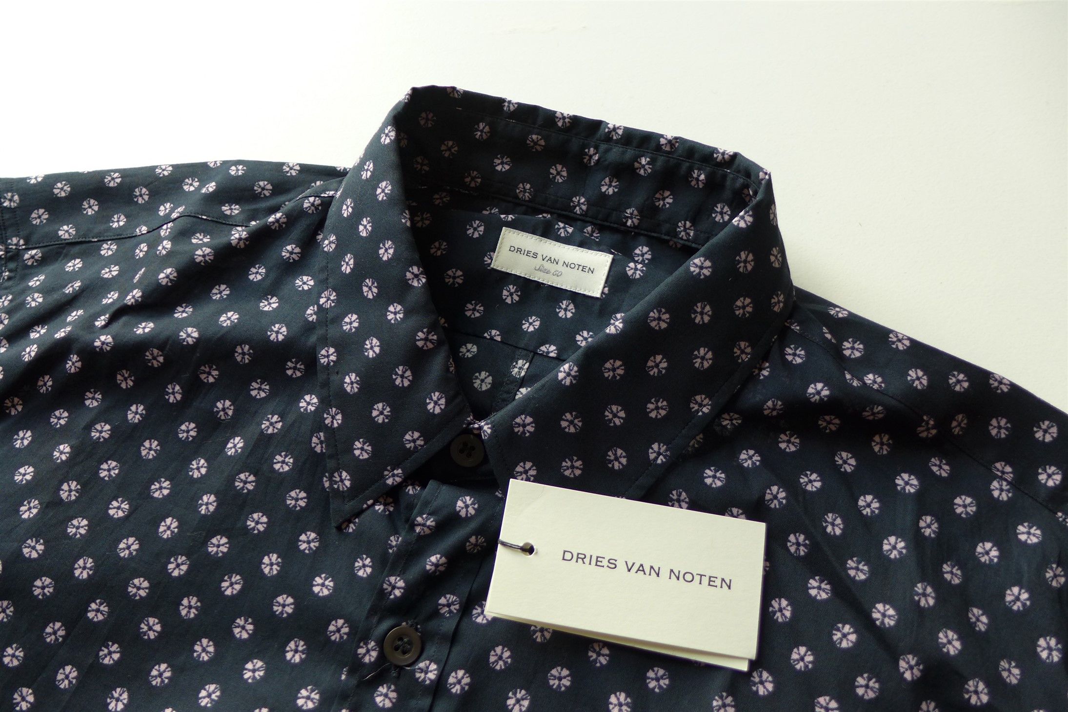 Dries Van Noten Dries Van Noten FW19 Corbin Shirt - Navy Sequin Print Size US M / EU 48-50 / 2 - 1 Thumbnail