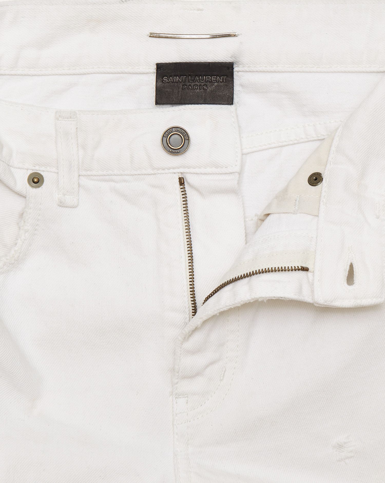 Saint Laurent Paris Saint Laurent D10 White Distressed Denim Jeans Size US 34 / EU 50 - 3 Thumbnail