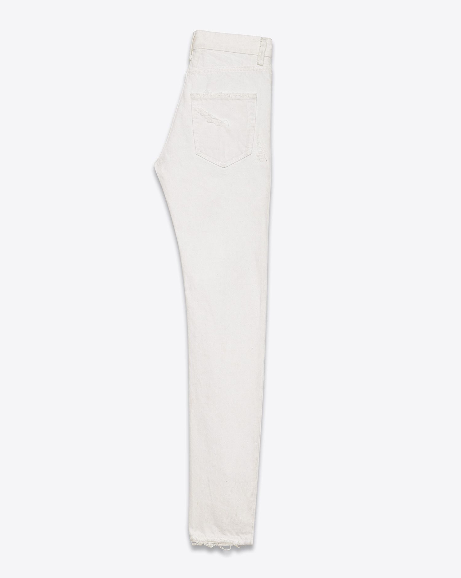 Saint Laurent Paris Saint Laurent D10 White Distressed Denim Jeans Size US 34 / EU 50 - 2 Thumbnail