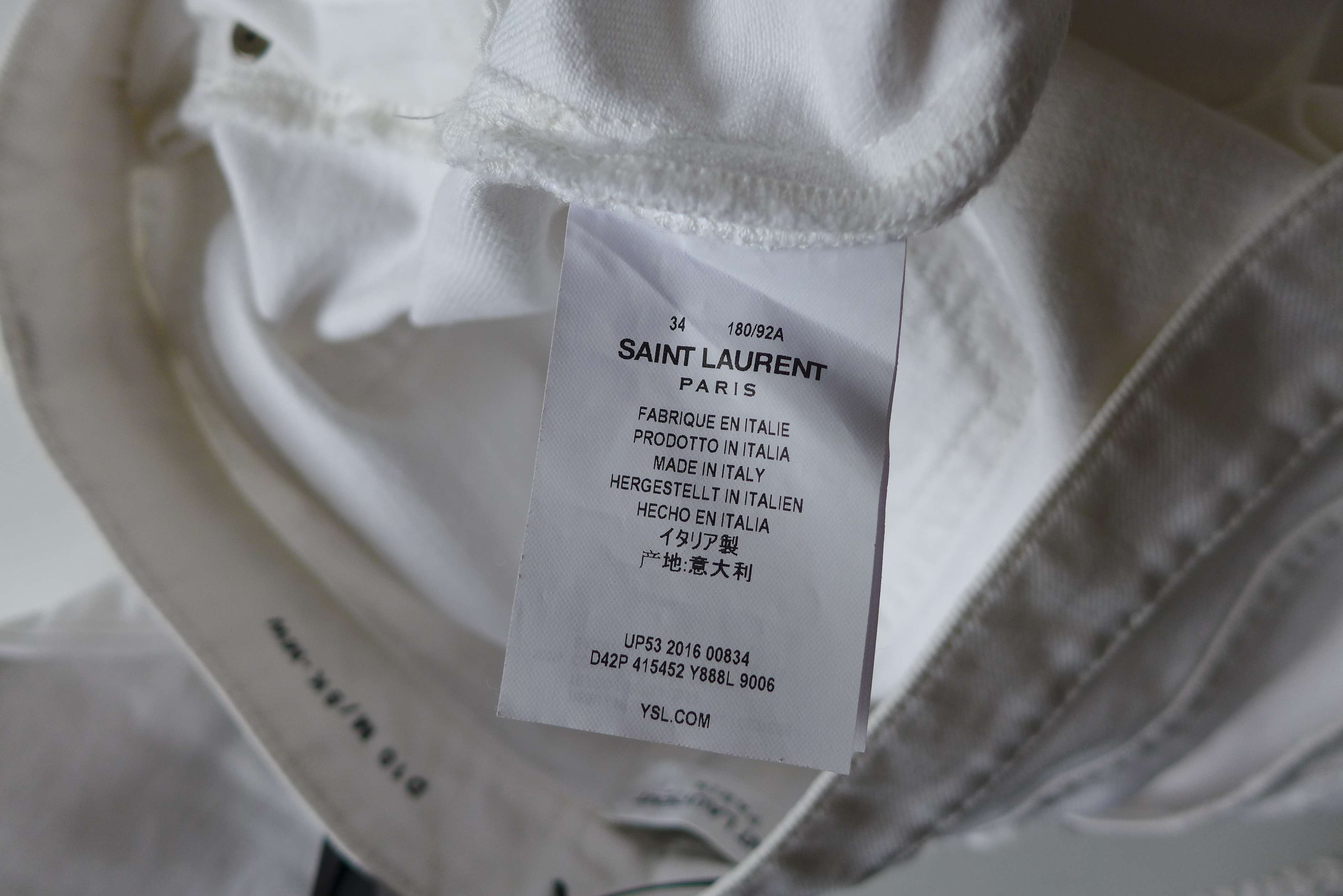 Saint Laurent Paris Saint Laurent D10 White Distressed Denim Jeans Size US 34 / EU 50 - 20 Thumbnail