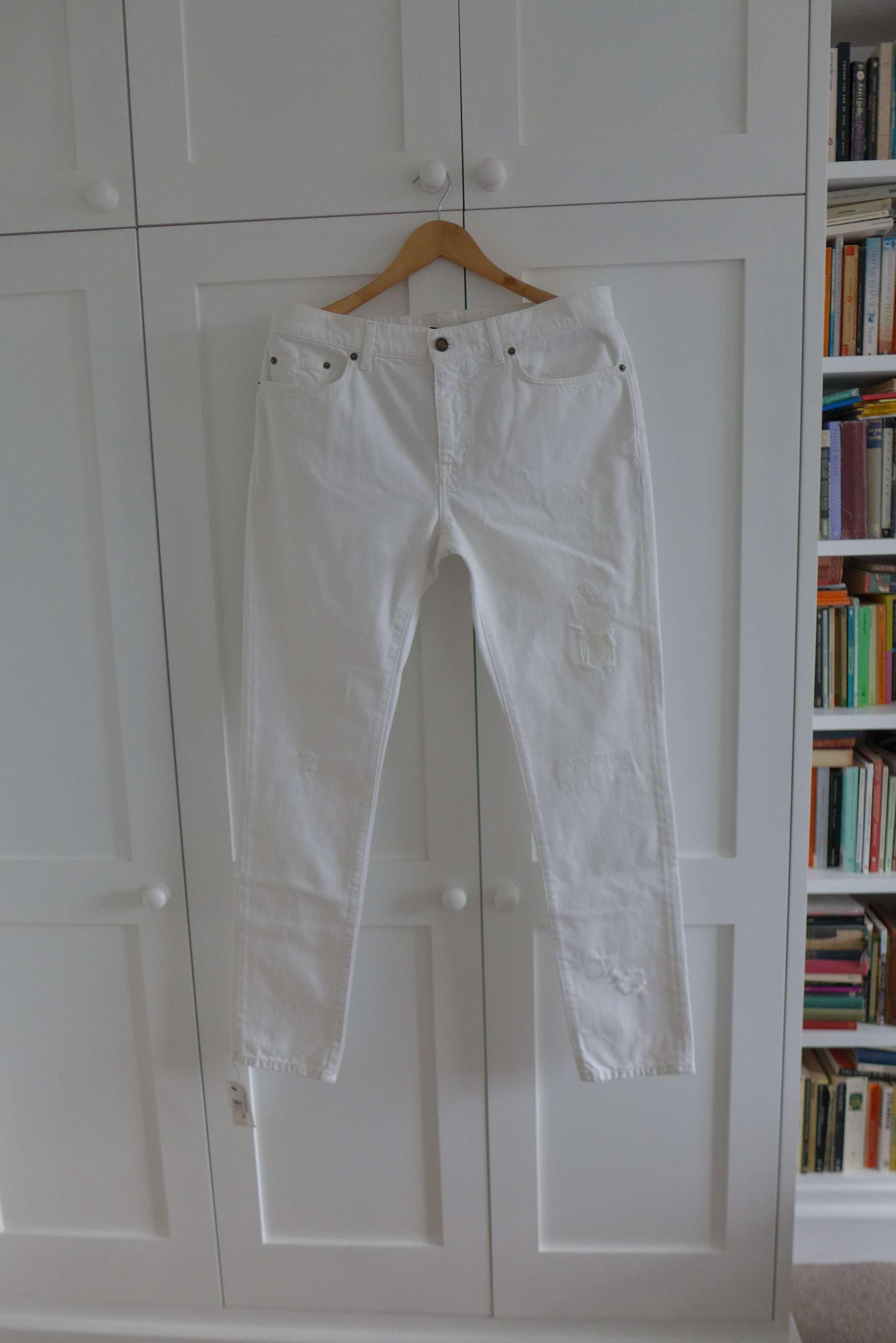 Saint Laurent Paris Saint Laurent D10 White Distressed Denim Jeans Size US 34 / EU 50 - 4 Thumbnail