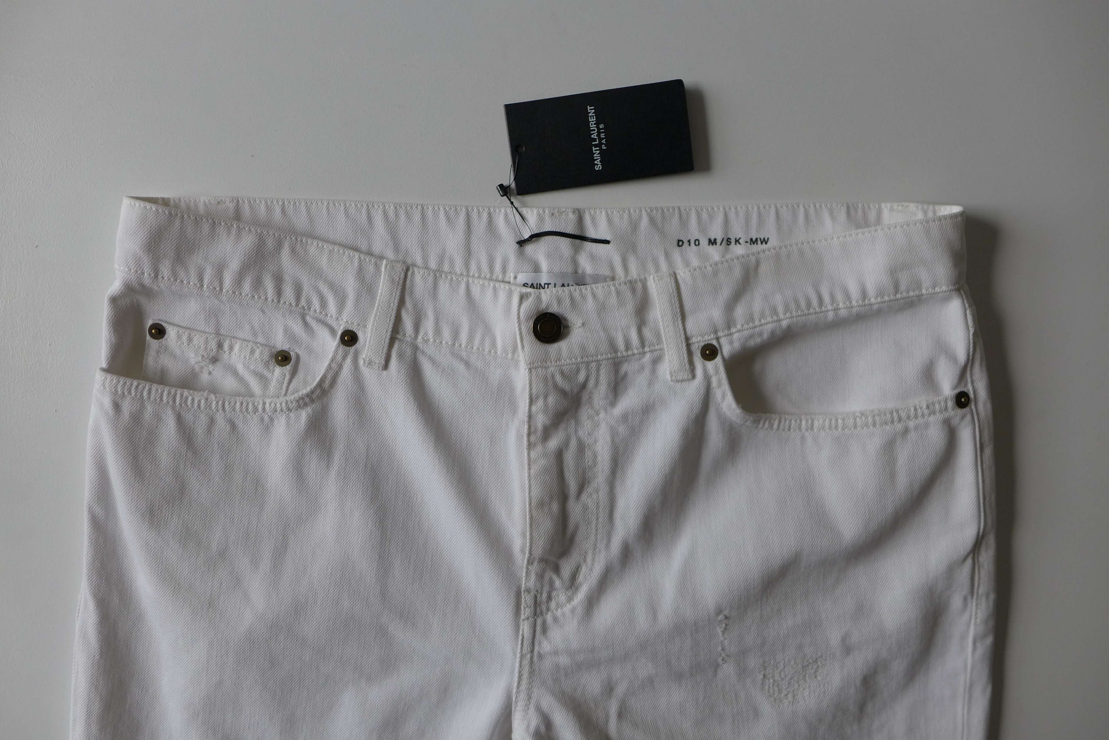 Saint Laurent Paris Saint Laurent D10 White Distressed Denim Jeans Size US 34 / EU 50 - 9 Thumbnail