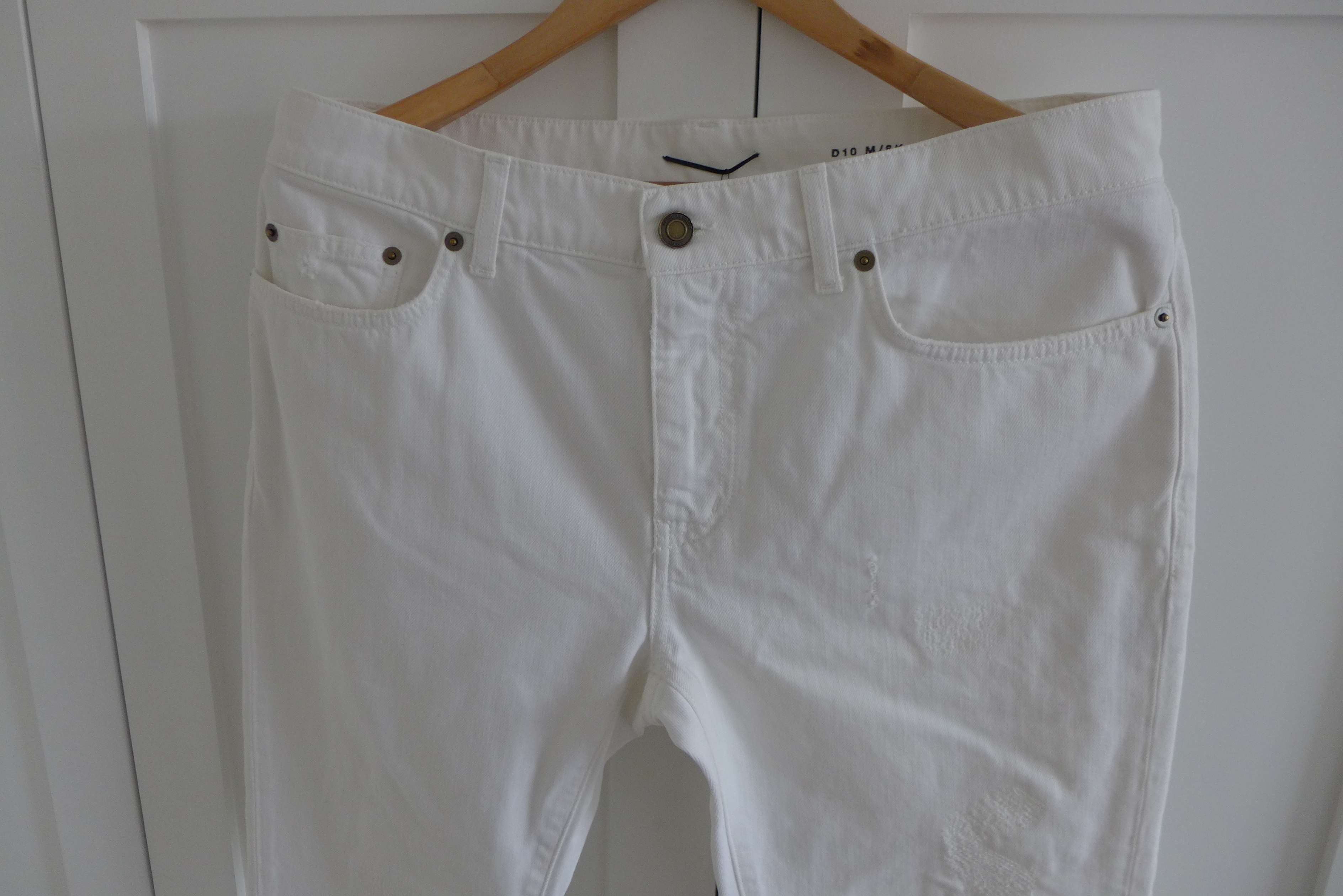 Saint Laurent Paris Saint Laurent D10 White Distressed Denim Jeans Size US 34 / EU 50 - 6 Thumbnail