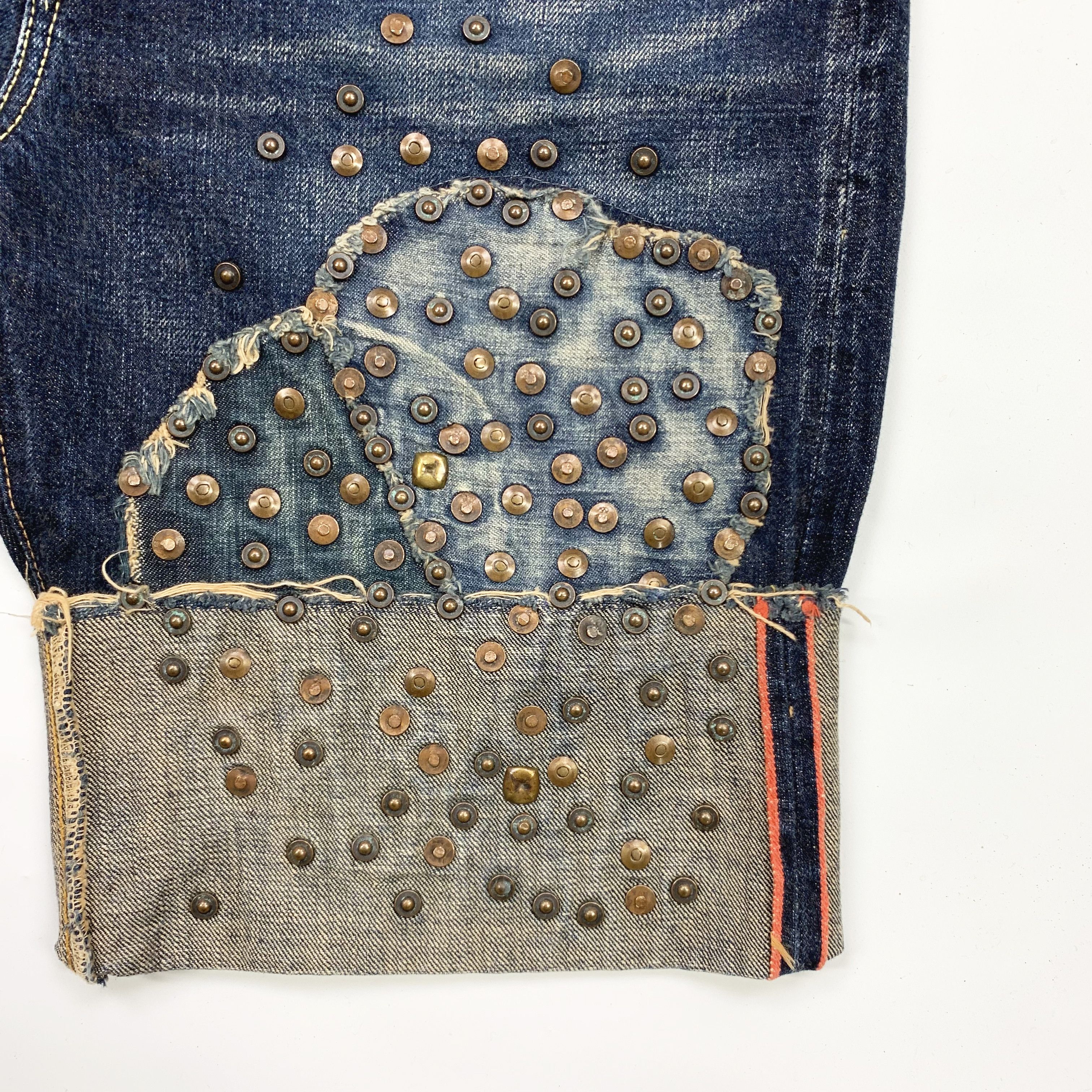 Kapital Studded Patchwork Denim / Jean Shorts Size US 34 / EU 50 - 5 Thumbnail