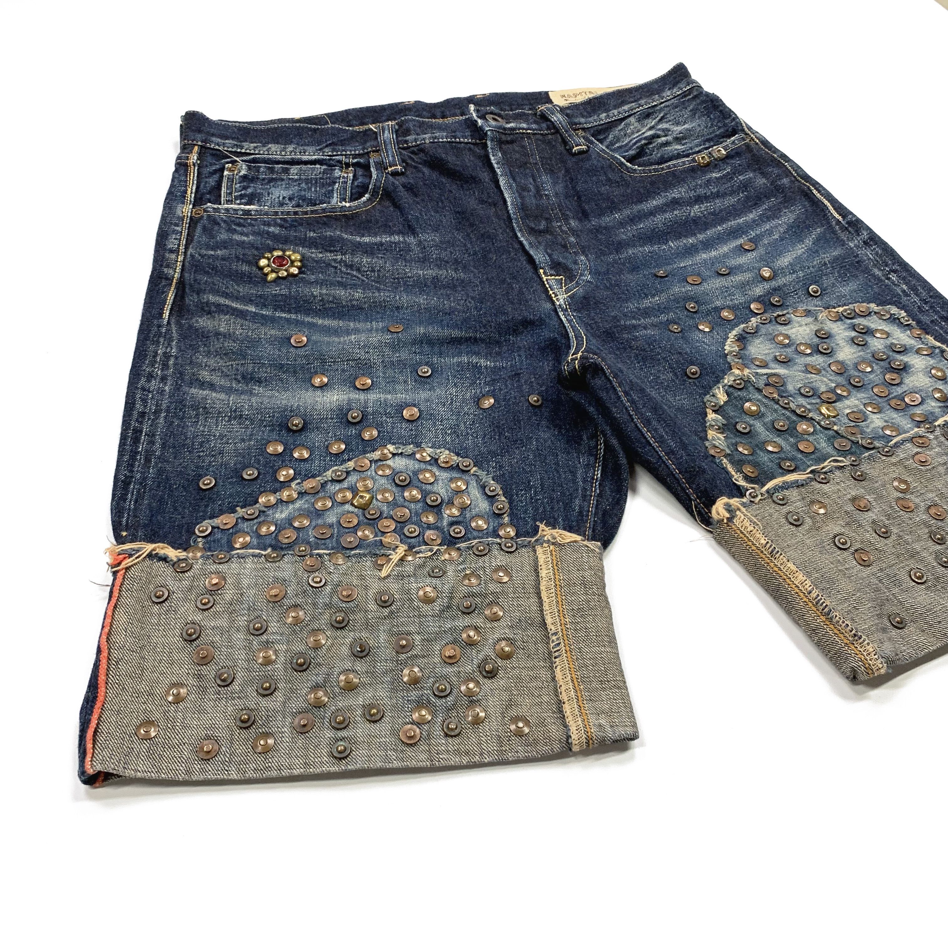 Kapital Studded Patchwork Denim / Jean Shorts Size US 34 / EU 50 - 7 Thumbnail