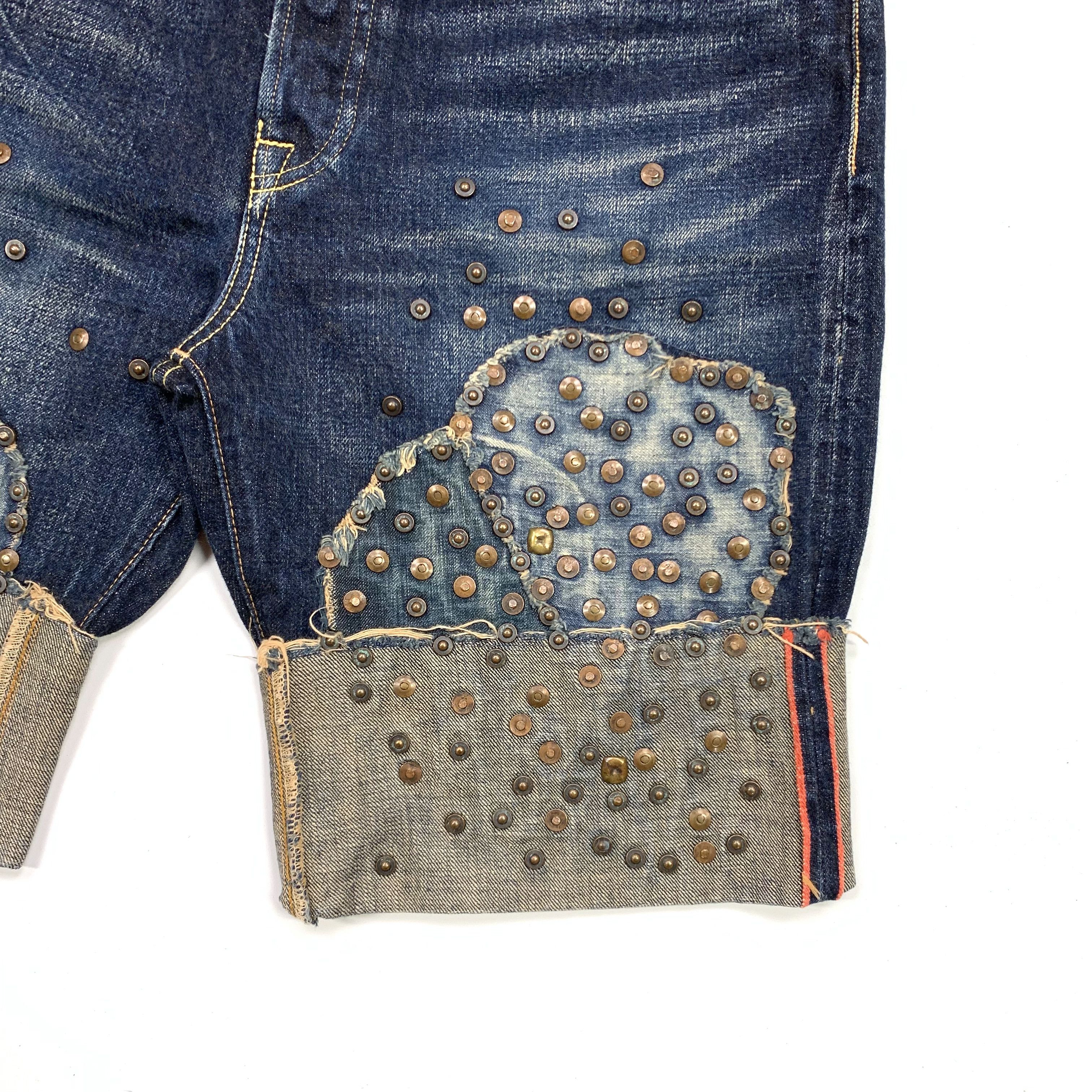 Kapital Studded Patchwork Denim / Jean Shorts Size US 34 / EU 50 - 4 Thumbnail