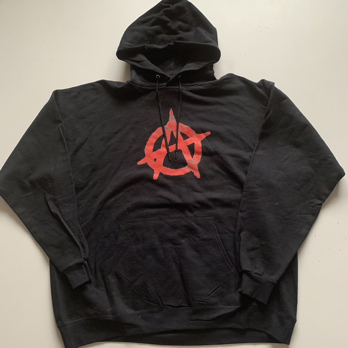 Vintage Vintage 90s 2000s Anarchy A Graphic Pullover Hoodie XL Rare Size US XL / EU 56 / 4 - 1 Thumbnail