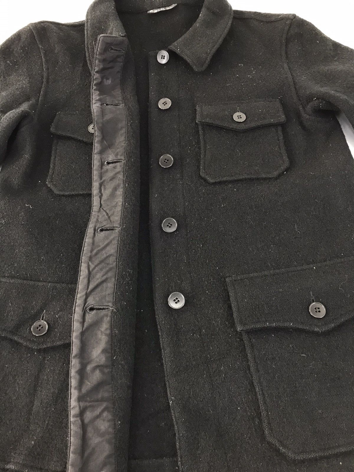 Agnes B Wool Thick Jacket Coat Multi Pockets K879j