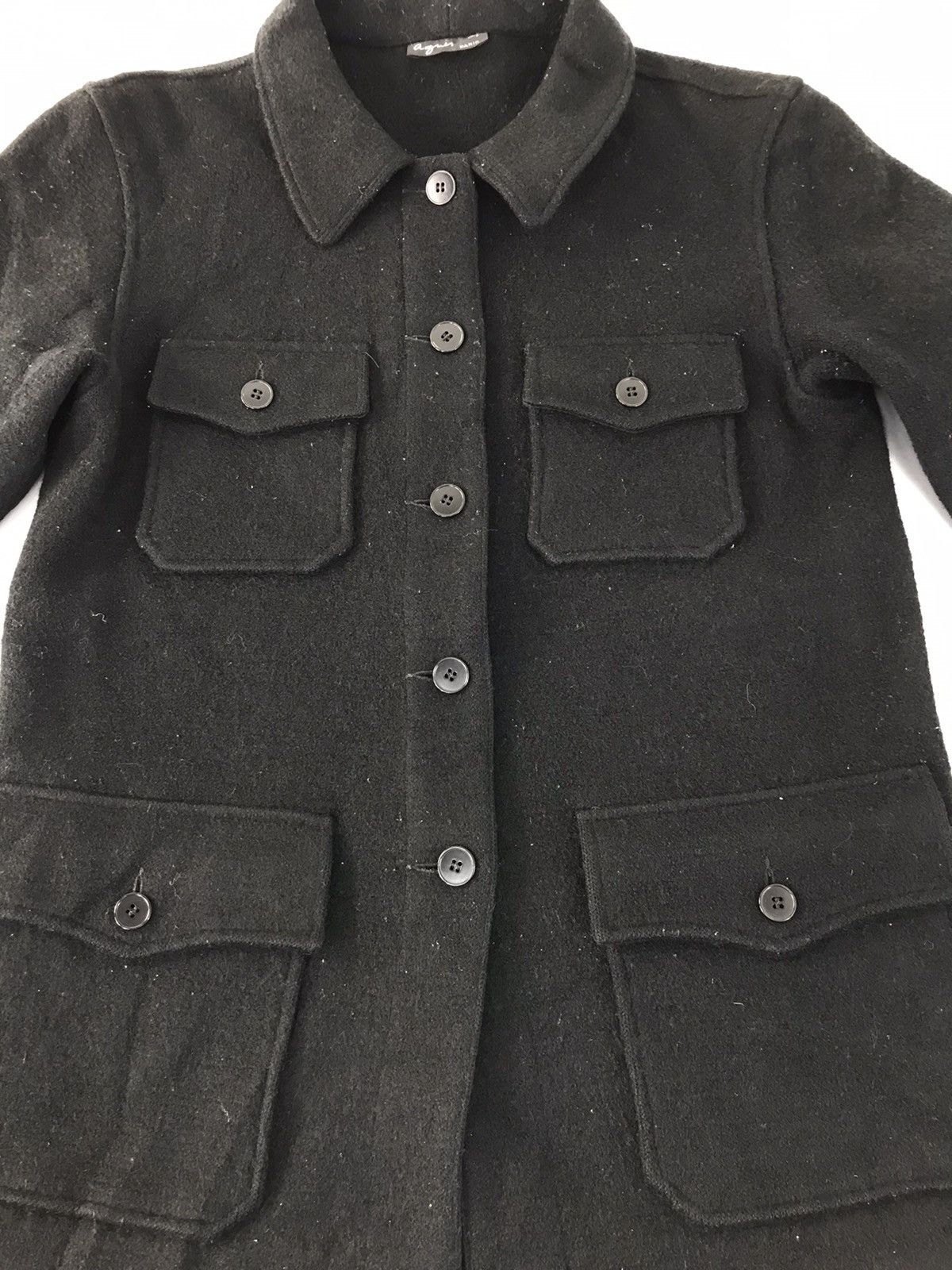 Agnes B Wool Thick Jacket Coat Multi Pockets K879j