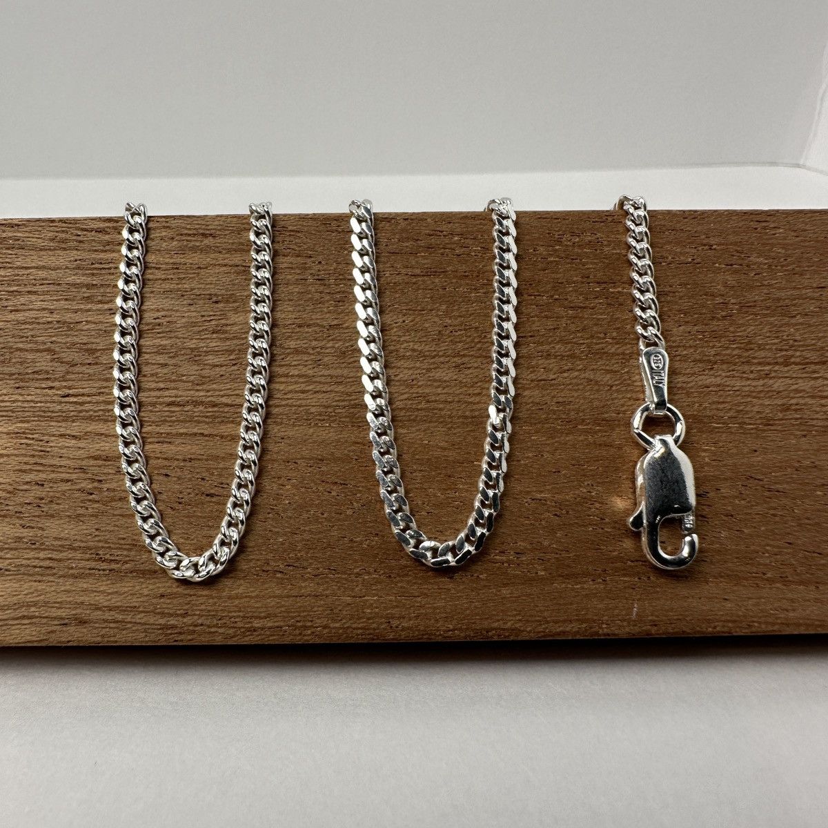 Jewelry × Sterling Silver Silver Chain Solid 925 Silver Miami Cuban Link Chain 2mm 16” Size ONE SIZE - 4 Thumbnail
