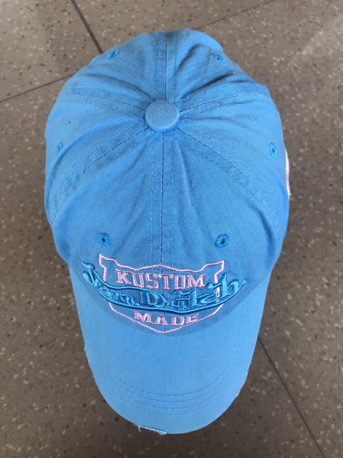 Von Dutch Vintage Von Dutch Distressed Cap Hat Soft Blue Size ONE SIZE - 3 Thumbnail