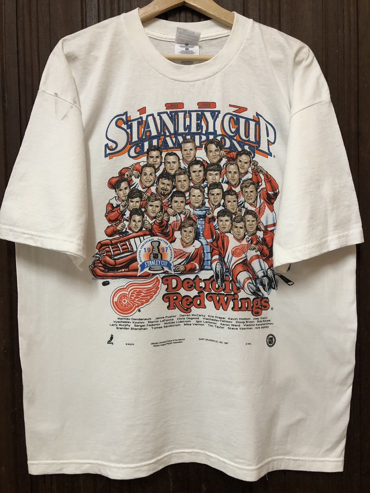 NHL × Vintage Vintage Detroit Red Wings Stanley Cup Champions 1997 Shirt Size US XL / EU 56 / 4 - 1 Thumbnail