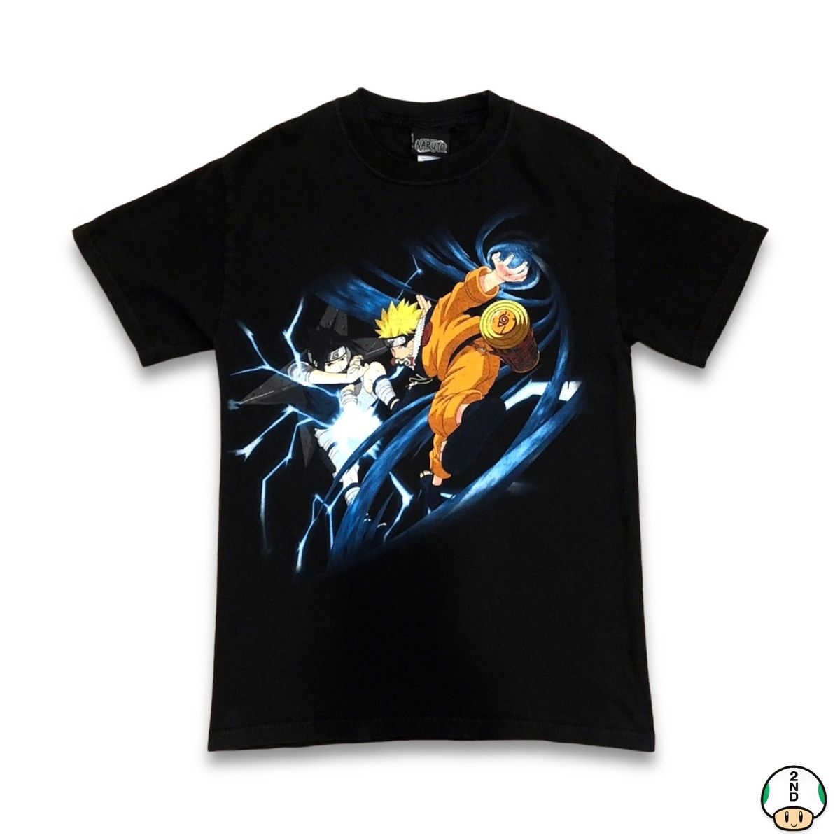 image of Anima x Vintage 2002 Naruto & Sasuke Anime Promo Tee in Black, Men's (Size Small)