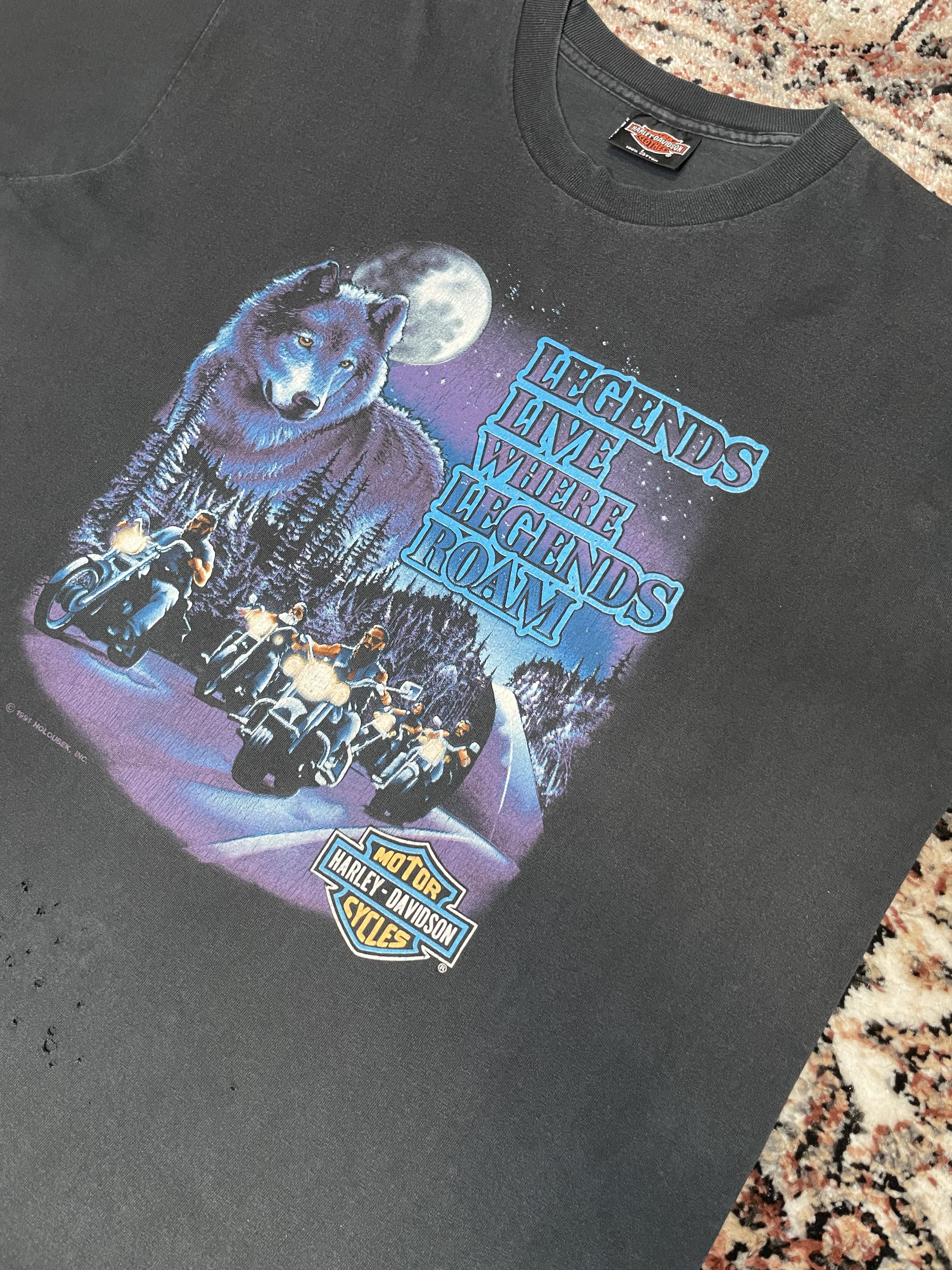 Harley Davidson Harley Davidson Vintage 1991 Wolf Pack Tshirt Size US L / EU 52-54 / 3 - 2 Thumbnail
