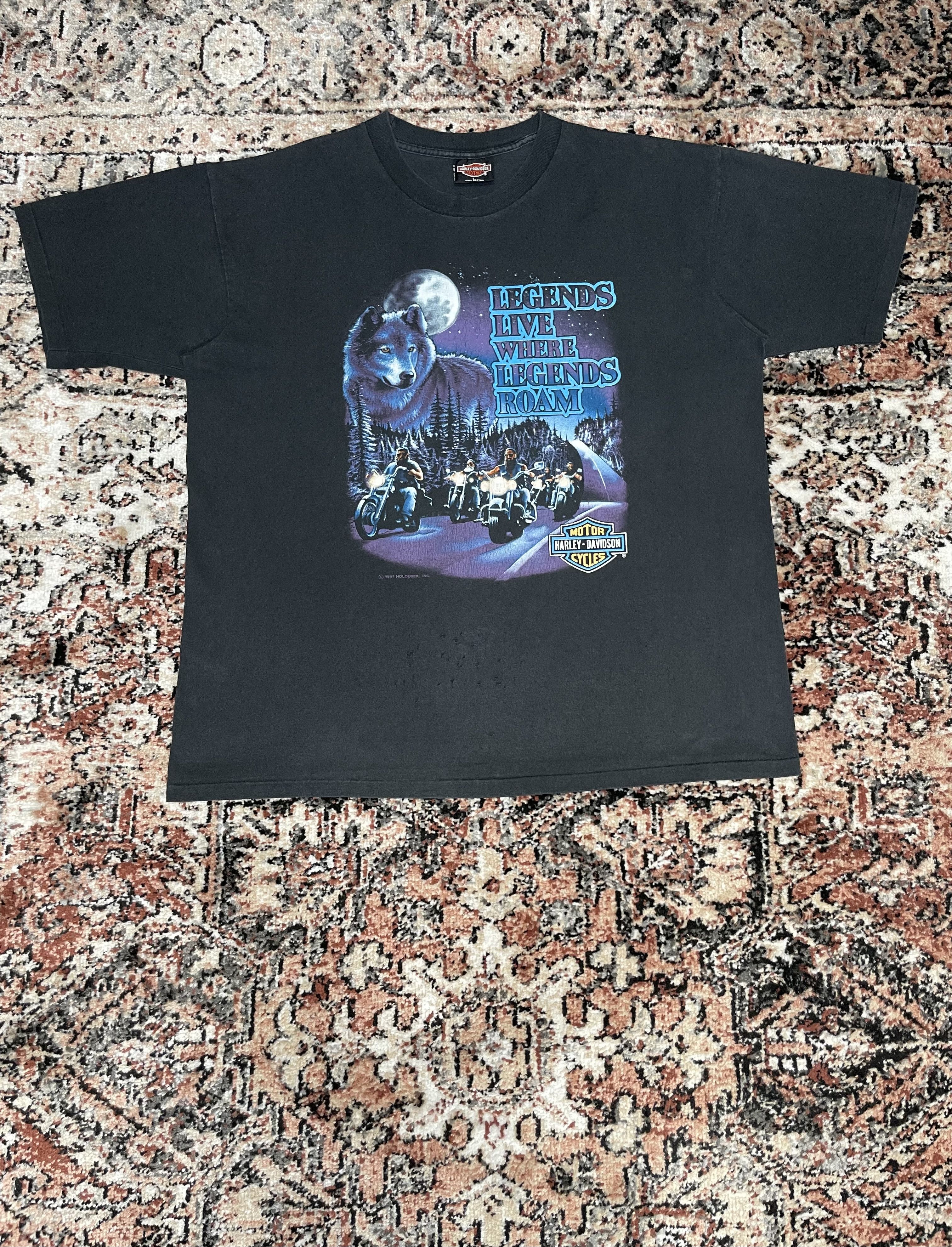 Harley Davidson Harley Davidson Vintage 1991 Wolf Pack Tshirt Size US L / EU 52-54 / 3 - 1 Thumbnail