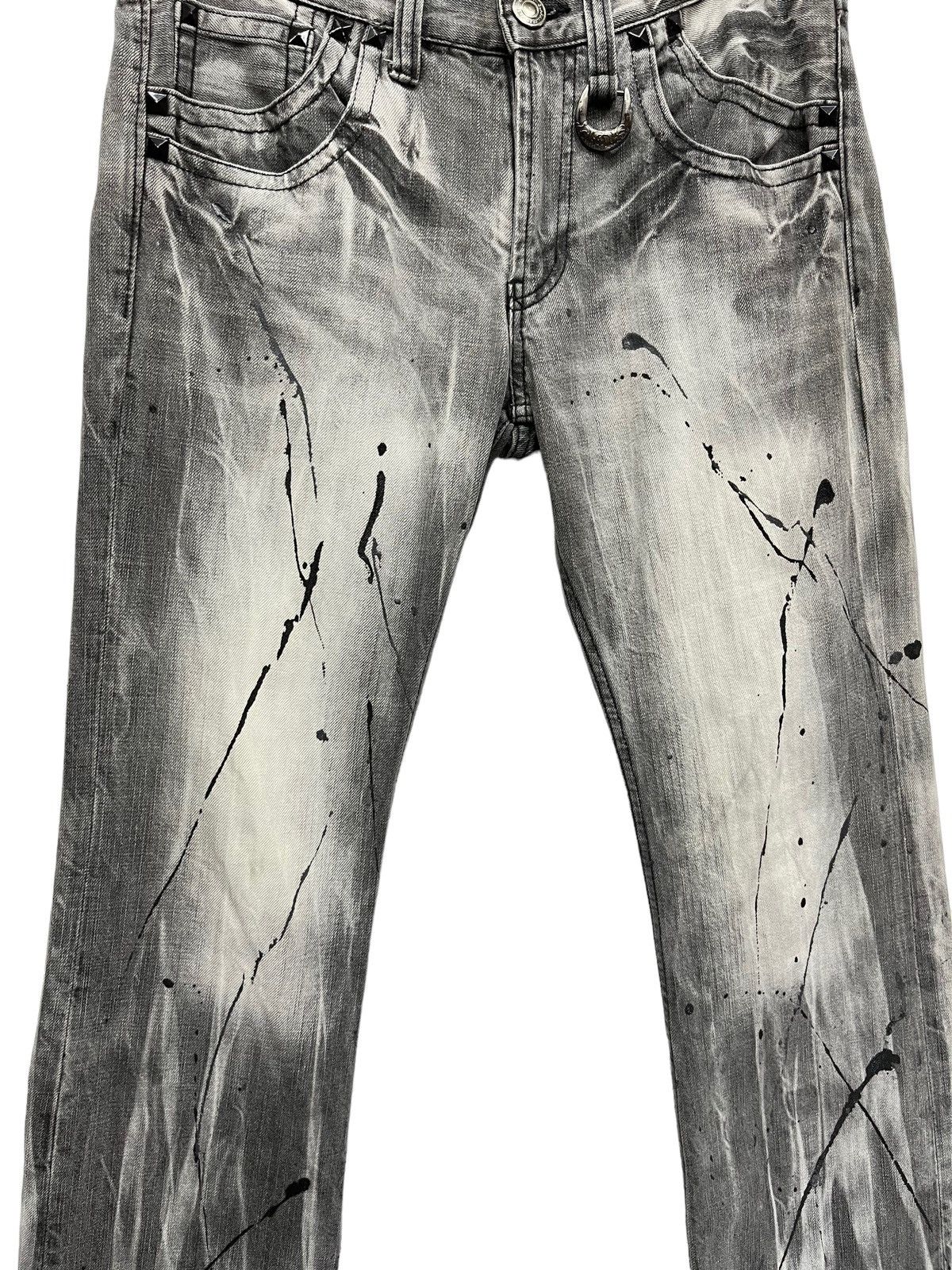 Japanese Brand Acid Wash Splash Punk Skull Heart Tribal Embroidered FLARE💥 Size US 30 / EU 46 - 8 Thumbnail